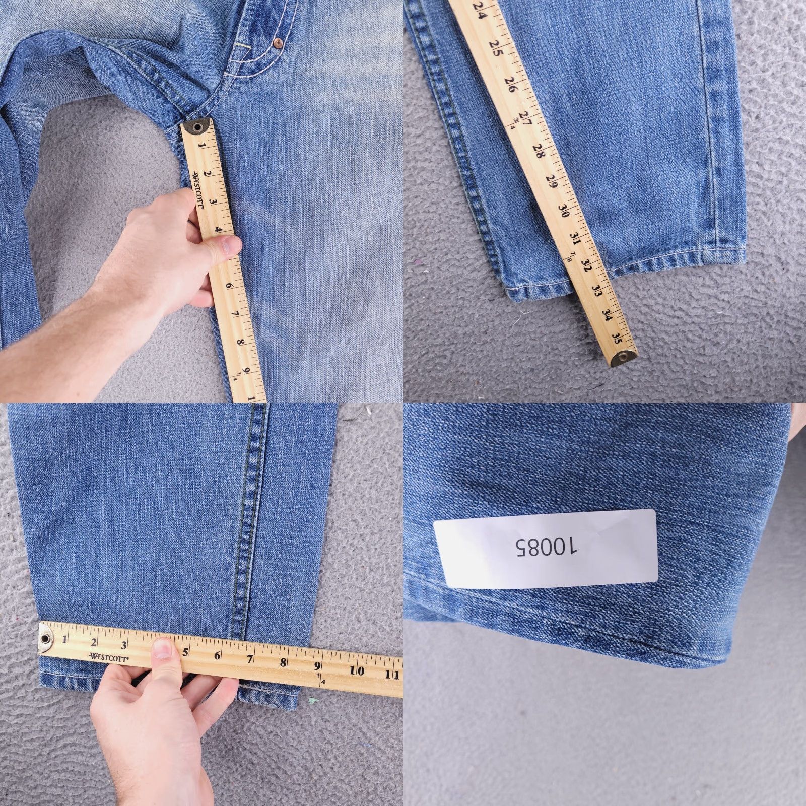 Denime Akoo Jeans Mens 34x33 Blue Denim Straight Fit Jeans Size US 34 / EU 50 - 9 Thumbnail