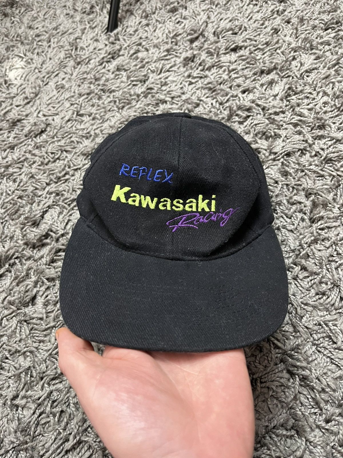 Vintage RARE 90s Kawasaki Racing Embroidered Cap / British Made Size ONE SIZE - 2 Thumbnail