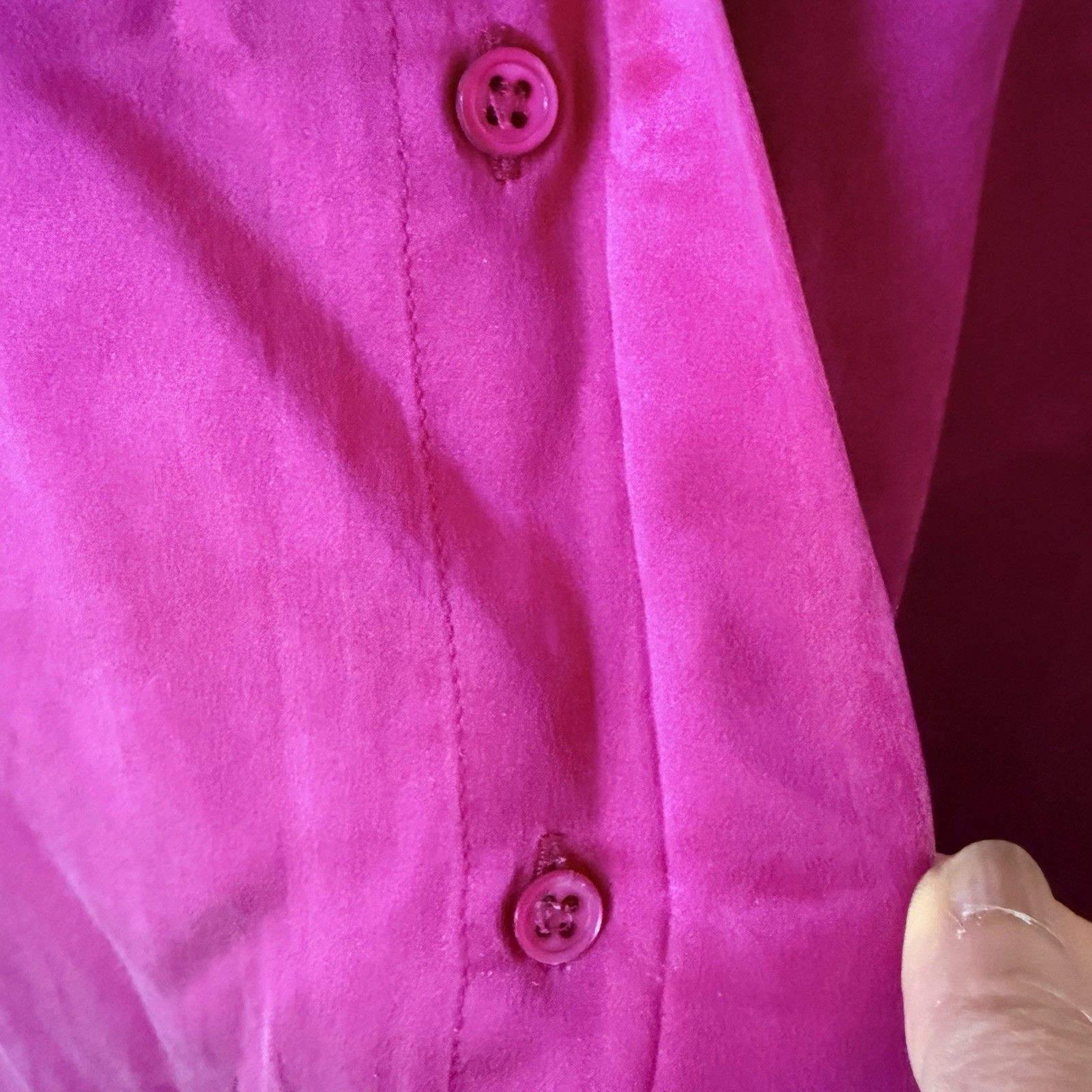 Other Vtg Silk Studio Claude Bennet Fuchsia Pink Silk Blouse Top Size XL / US 12-14 / IT 48-50 - 6 Thumbnail