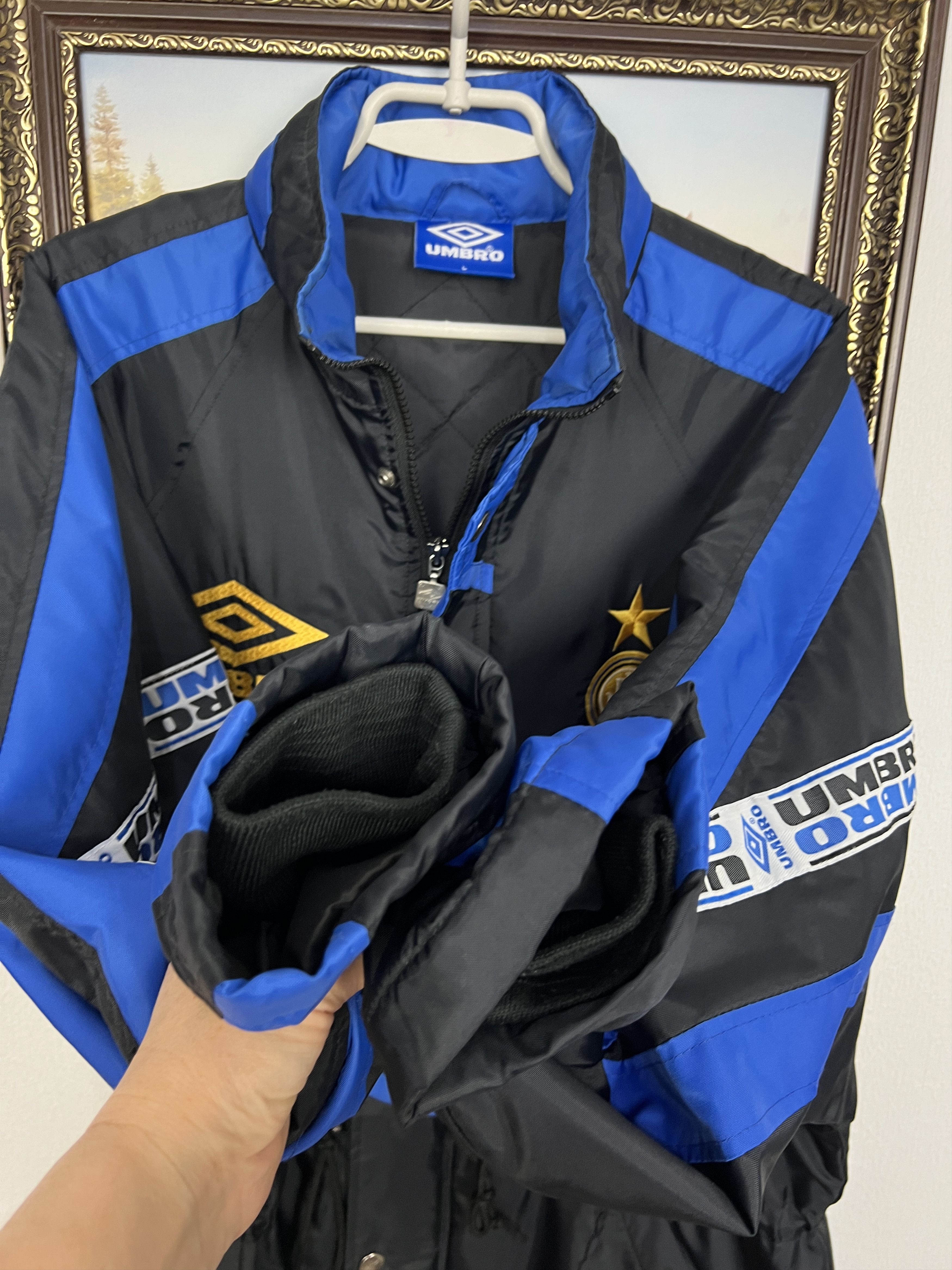 Umbro Vintage 90's Inter Milan Ronaldo Football Jacket Bench Coat Size US L / EU 52-54 / 3 - 6 Thumbnail