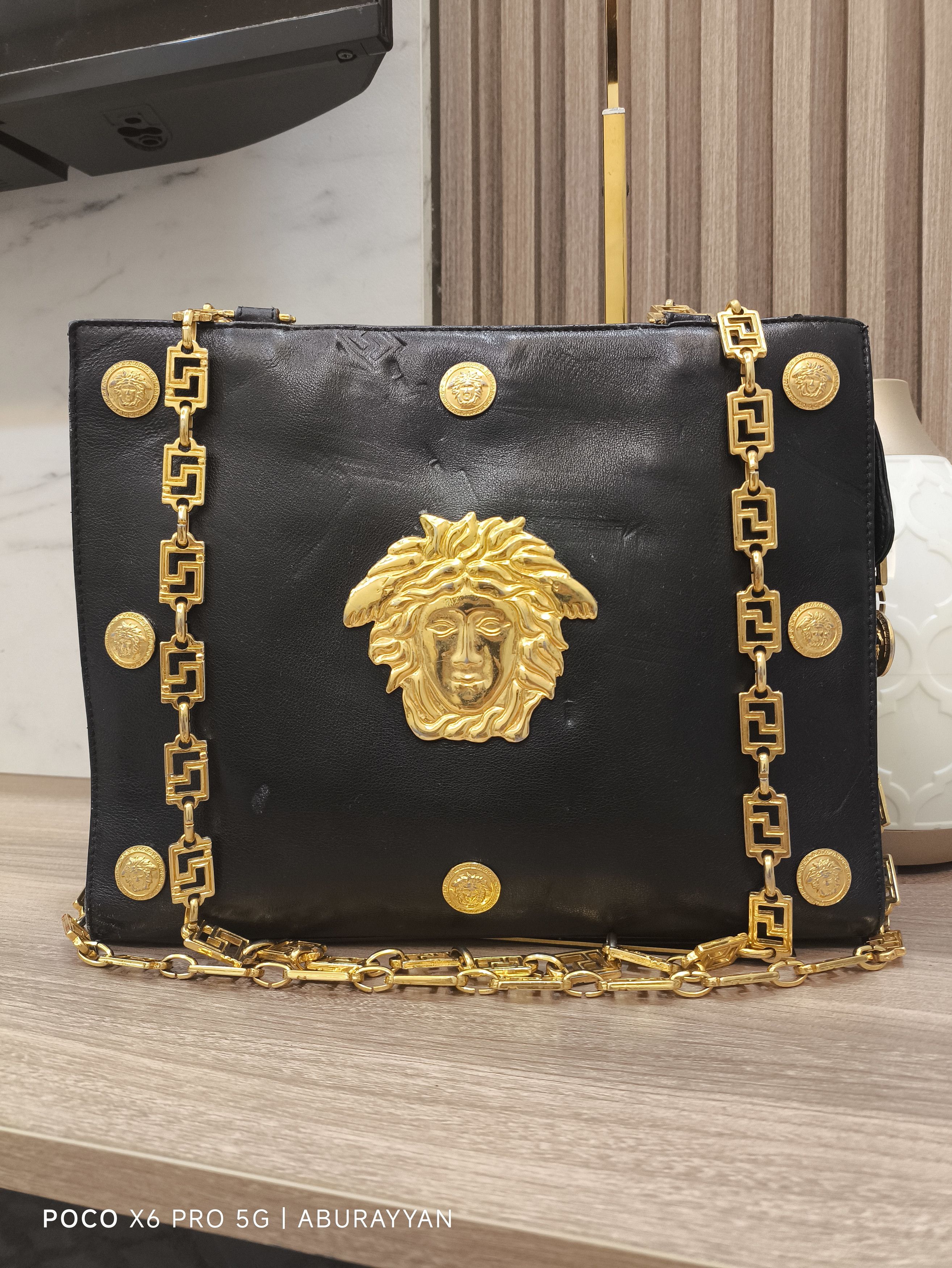 Versace Gianni Versace Medusa Studded Black Leather Chain Crossbody Size ONE SIZE - 1 Thumbnail