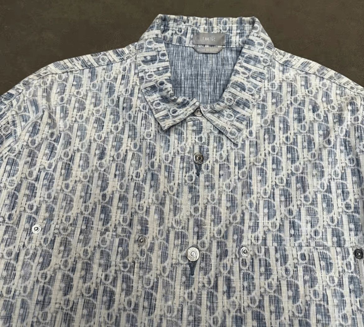 Dior Sz 44 Dior Logo Print Monogram Denim Shirt Jacket-2507 Size US S / EU 44-46 / 1 - 3 Thumbnail