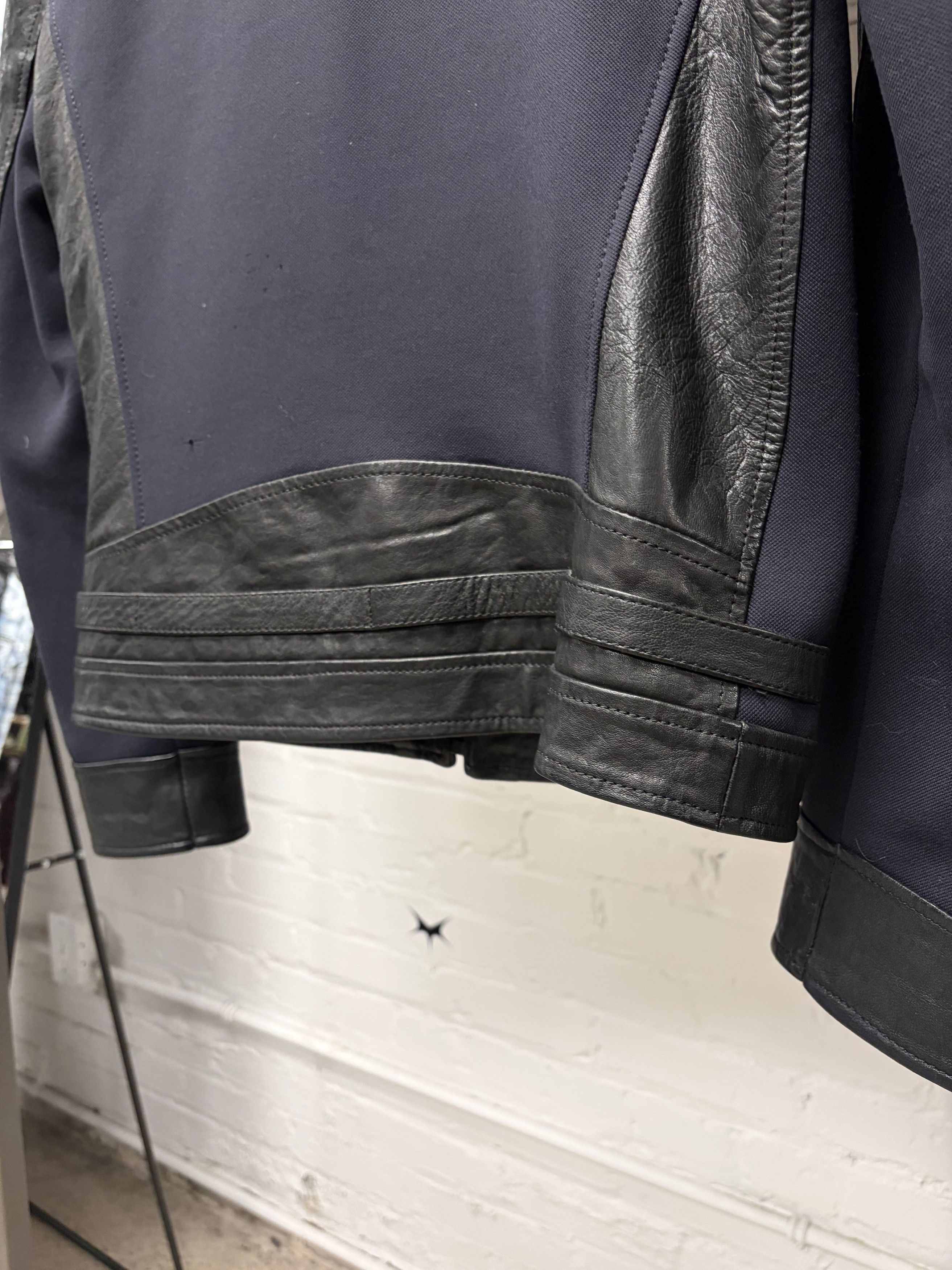 Dirk Bikkembergs Dirk Bikkembergs Leather Moto Jacket with Navy Blue Panelling Size US L / EU 52-54 / 3 - 5 Thumbnail