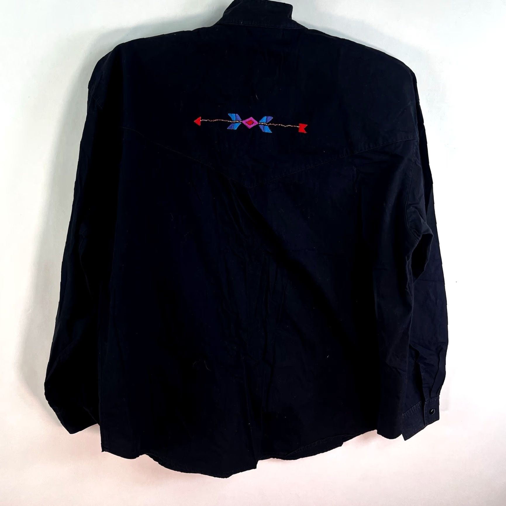 Native Vintage 1990s Side Saddel Native SW Beaded Embroidered Button Shirt Black Large Western Cotton Men Size L / US 10 / IT 46 - 4 Thumbnail