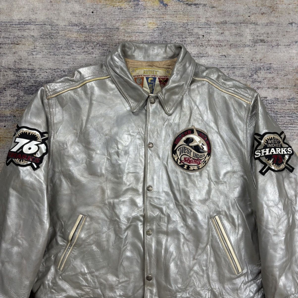 Avirex Vintage 90s Avirex west indies shark varsity leather jacket Size US XXL / EU 58 / 5 - 4 Thumbnail