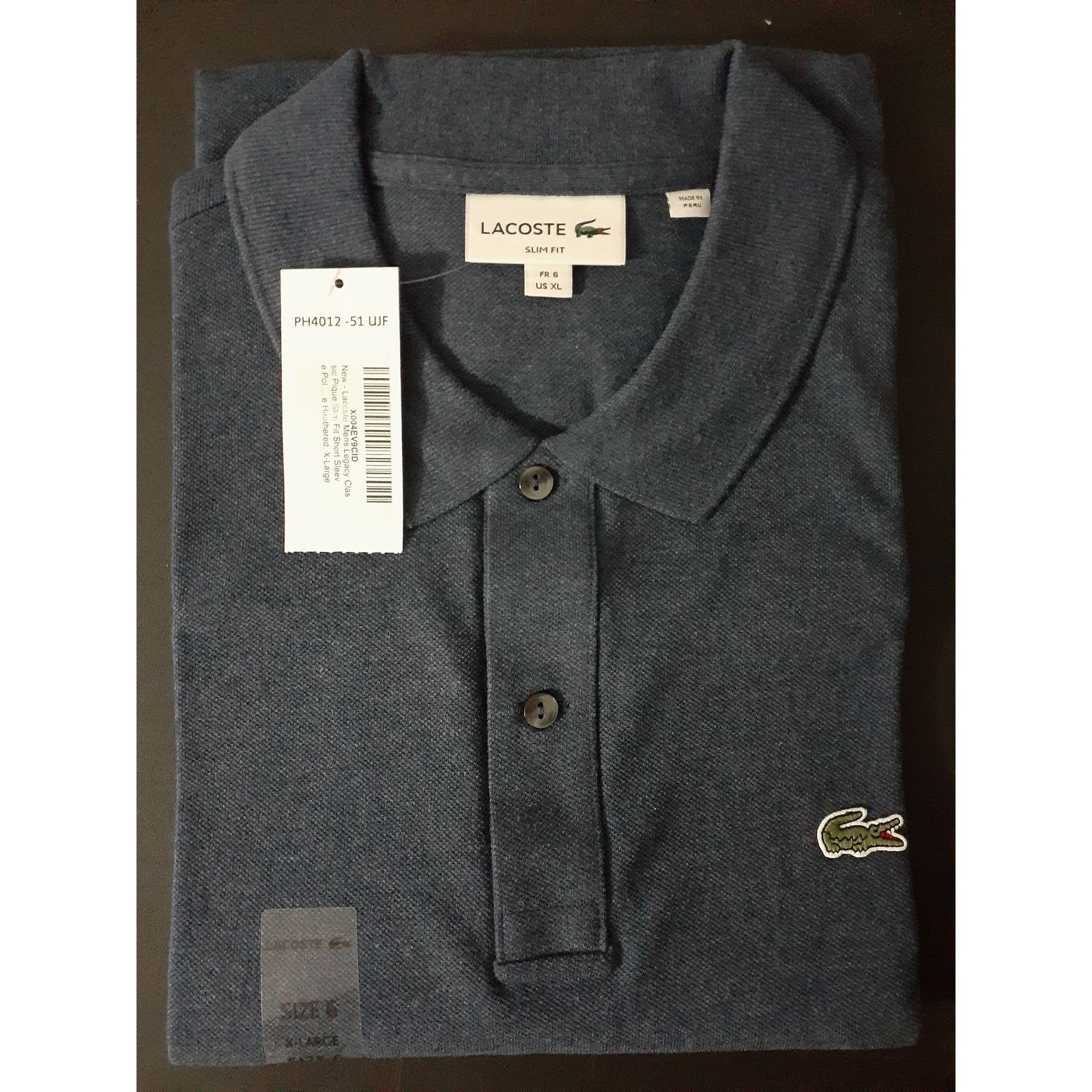 Lacoste Lacoste Mens Classic Pique Slim Fit Polo Blue Heathered XL Size US XL / EU 56 / 4 - 2 Thumbnail