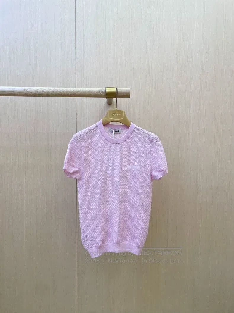 Miu Miu Miu Miu 38 Pink hollow cashmere short sleeves Size M / US 6-8 / IT 42-44 - 1 Thumbnail