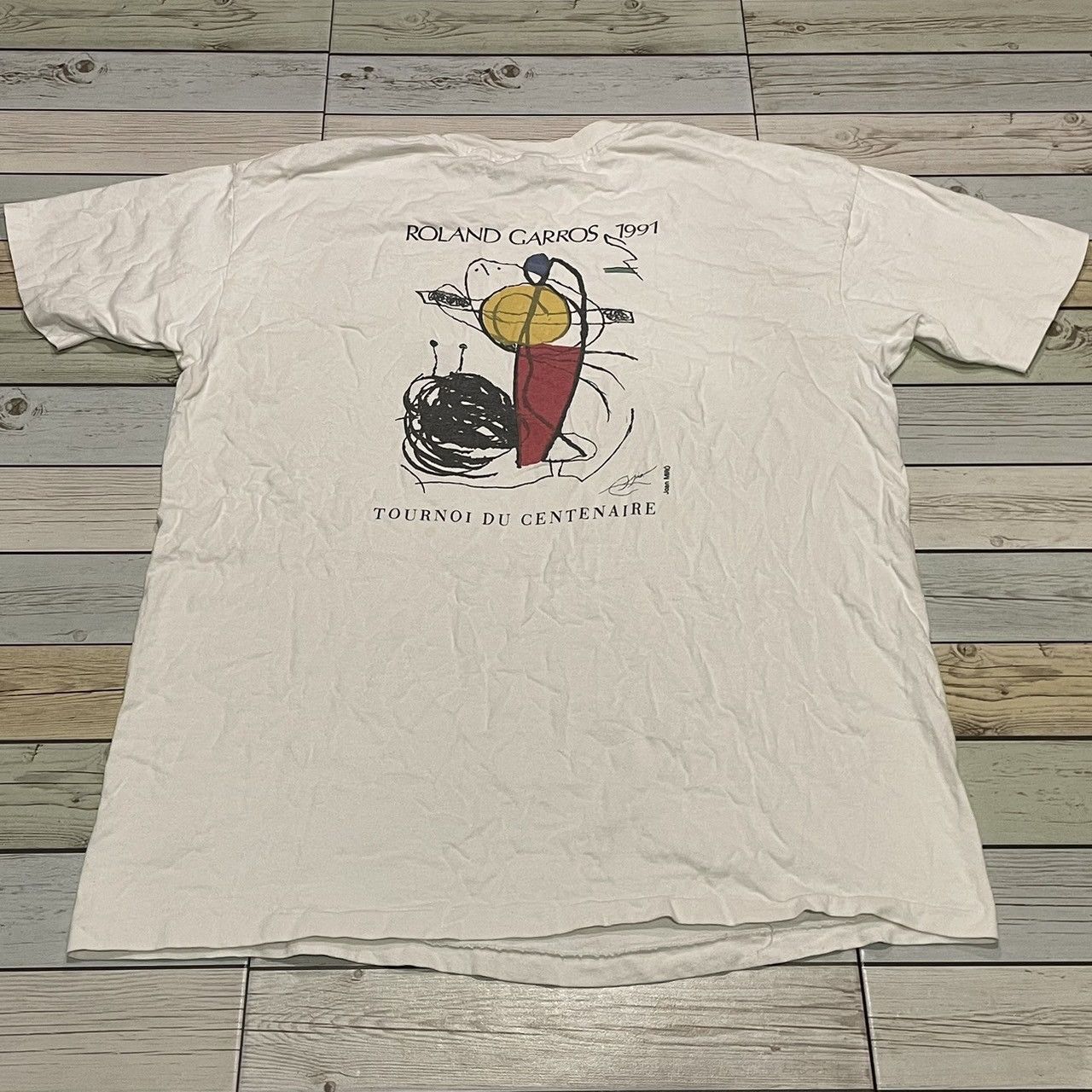 Other Rare Vintage 1991 Roland Garros Tennis Tee Grand Slam Size US XL / EU 56 / 4 - 4 Thumbnail