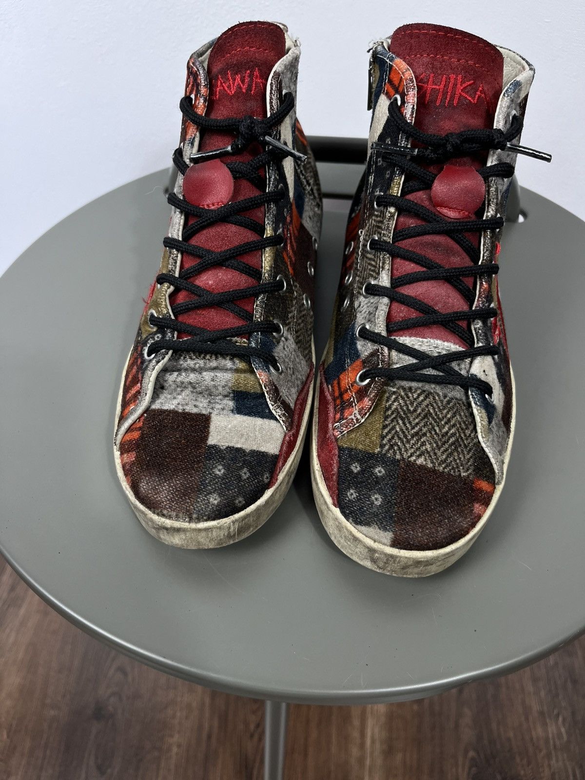 Other Ishikawa Handmade Patchwork High Top Sneakers Shoes EU 38 Size US 7 / IT 37 - 6 Thumbnail