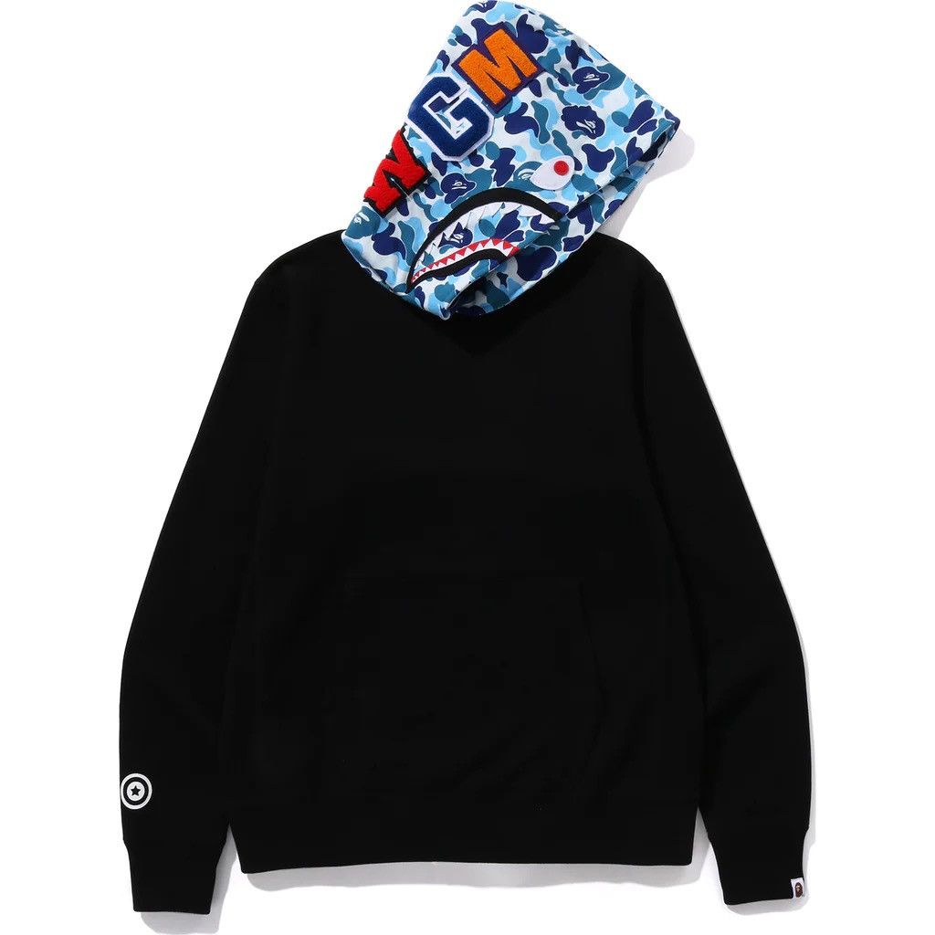 Image of Bape Black/blue Abc Camo Shark Pullover Hoodie (Ds), Men's (Size XL)