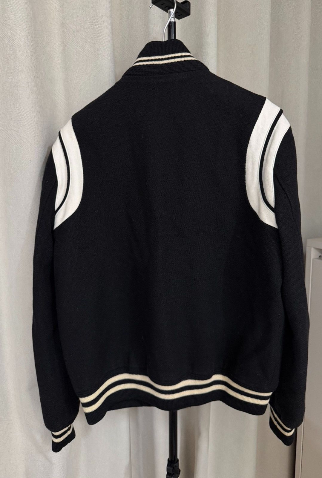 Saint Laurent Paris Saint Laurent 16FW Black & White Wool Varsity Jacket Size US M / EU 48-50 / 2 - 2 Thumbnail