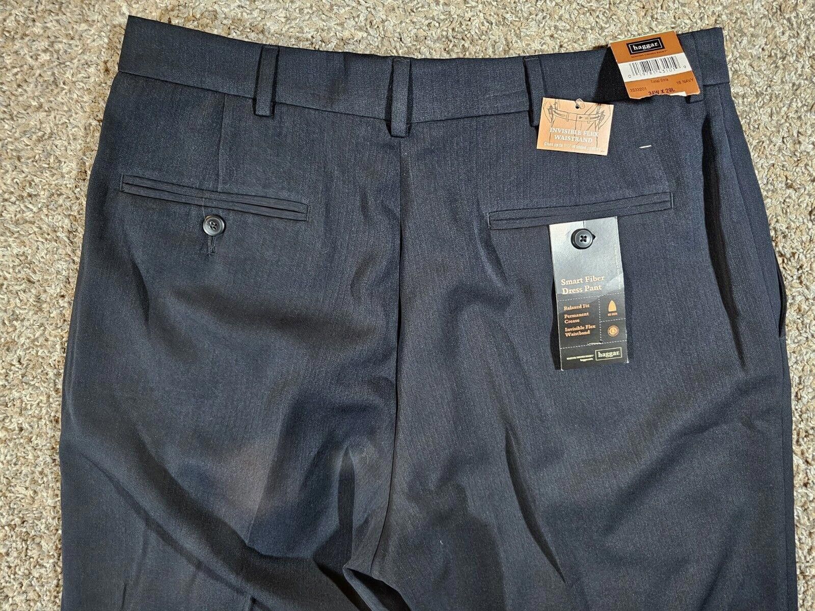 Haggar Haggar 34x29 Navy Blue Pleat Cuff Pants NWT Size US 34 / EU 50 - 5 Thumbnail