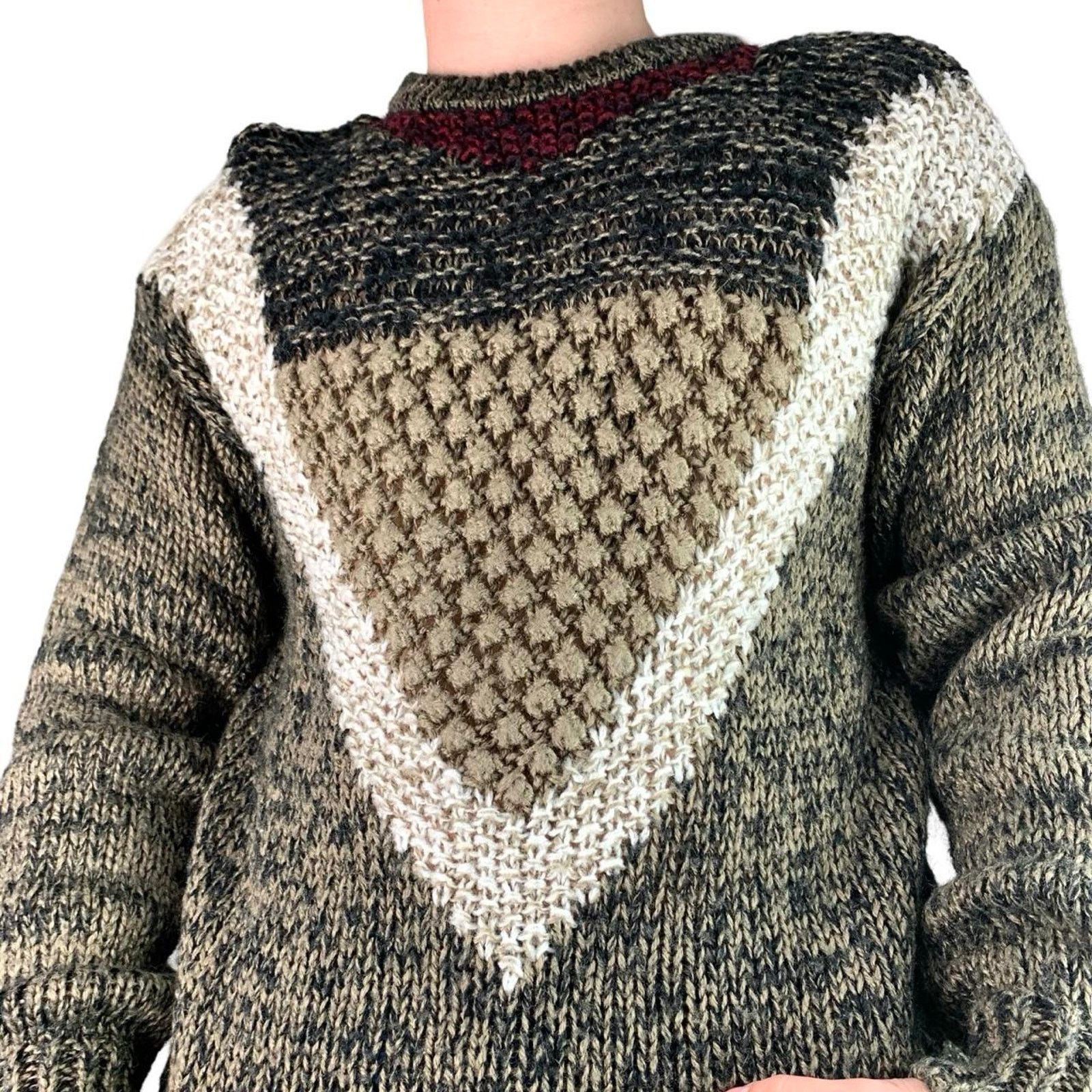 Vintage Vintage 90s Hand Knit Chunky Sweater Size US S / EU 44-46 / 1 - 1 Thumbnail