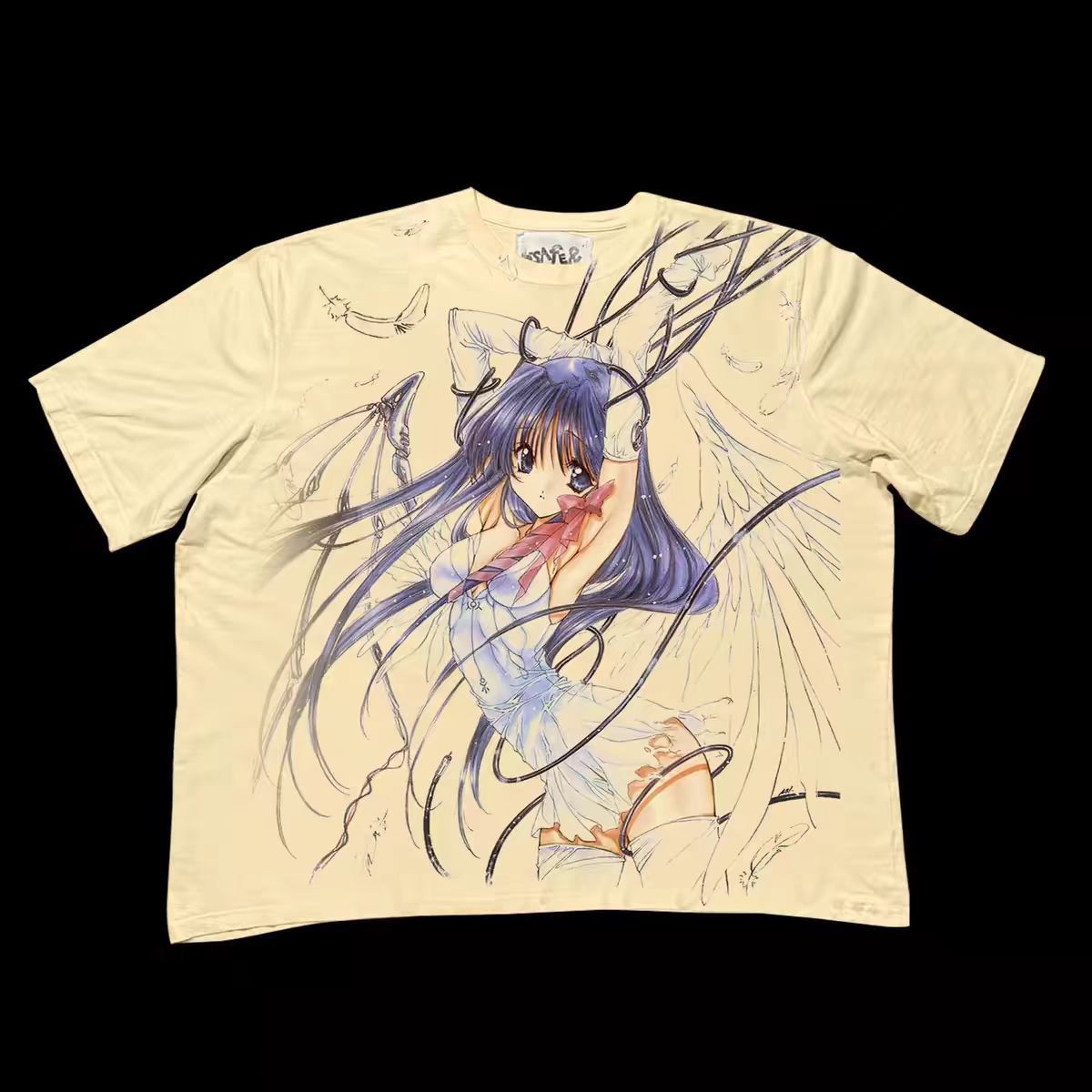 Vintage White Loose Hand Painted y2k Short Sleeve T-Shirt Size US M / EU 48-50 / 2 - 2 Thumbnail