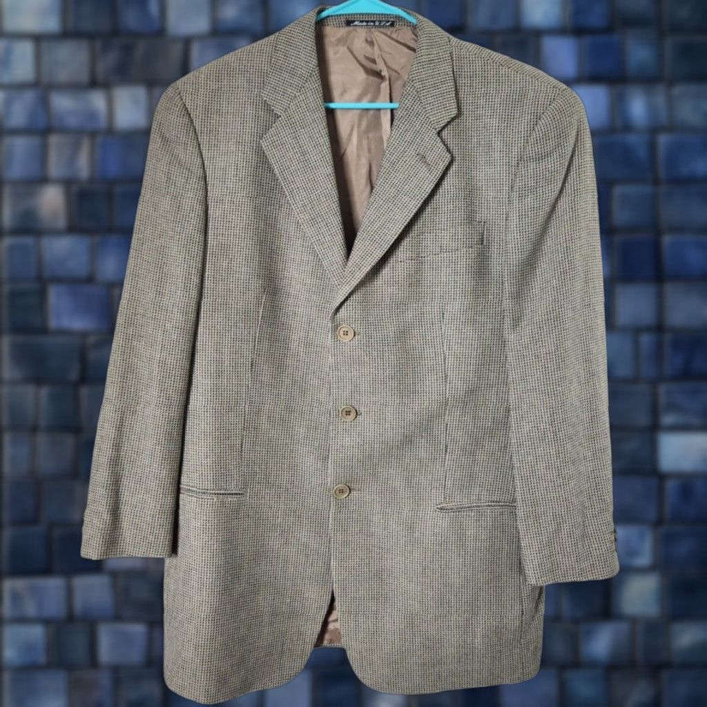 Mani Mens 42L Sport Coat Suit Jacket Wool Silk Linen Grayish-Tan Giorgio Armani