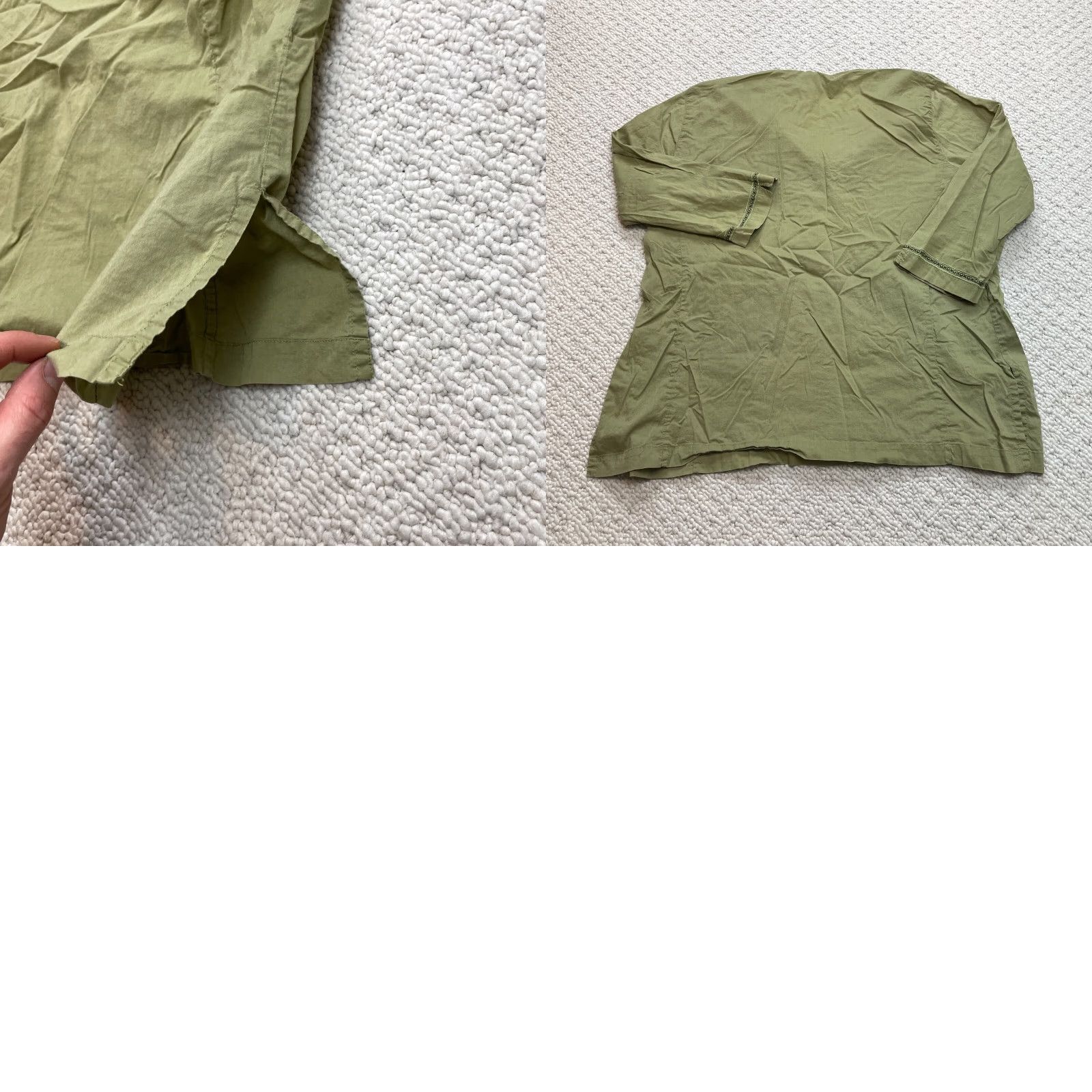 Vintage White Stag Shirt Womens XL 16/18 Cotton Split Neck Green Soft Top Long Sleeve Womens Size XL / US 12-14 / IT 48-50 - 8 Thumbnail