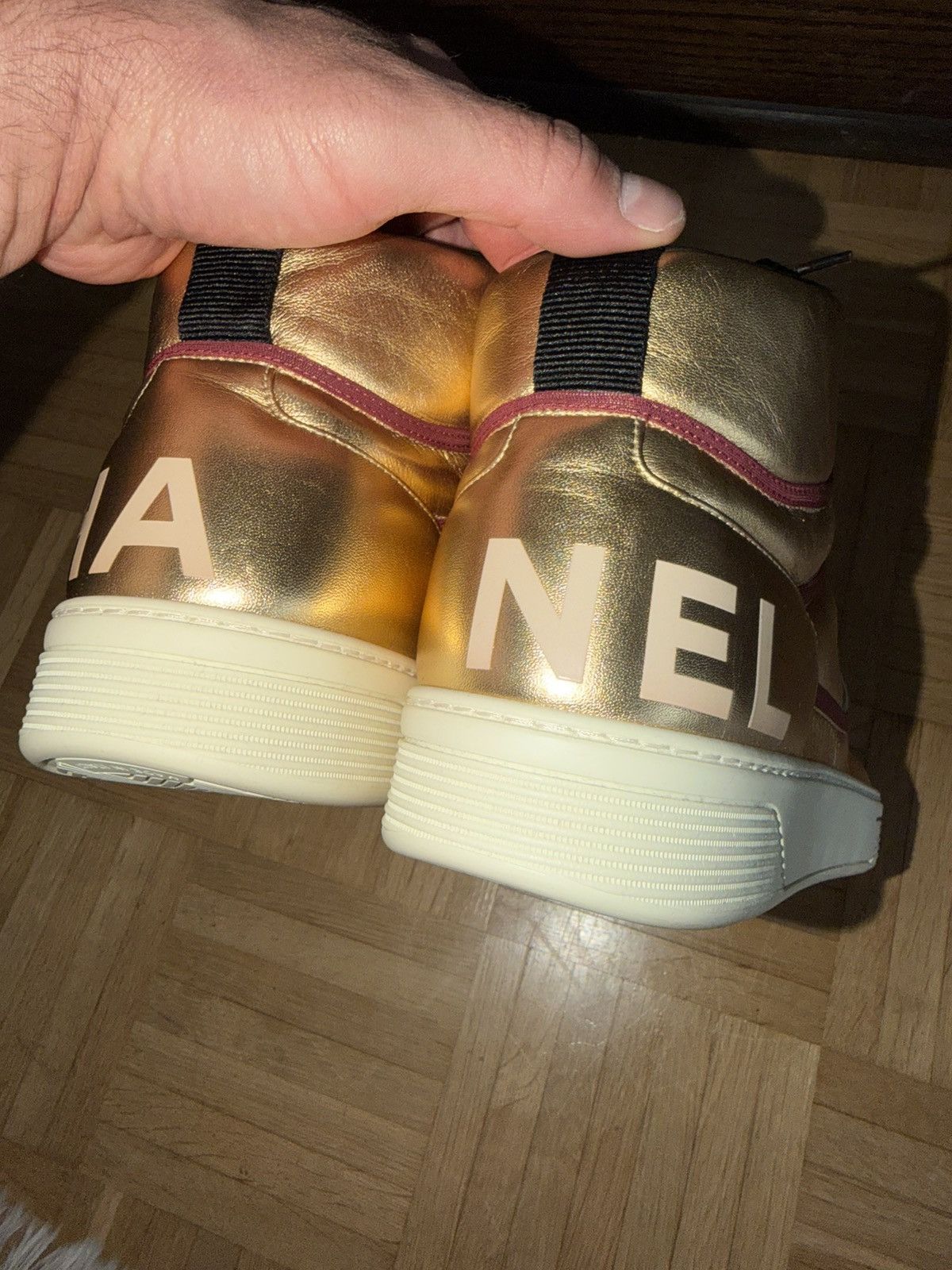 Chanel Chanel High Top Sneaker gold Size US 12 / EU 45 - 7 Thumbnail