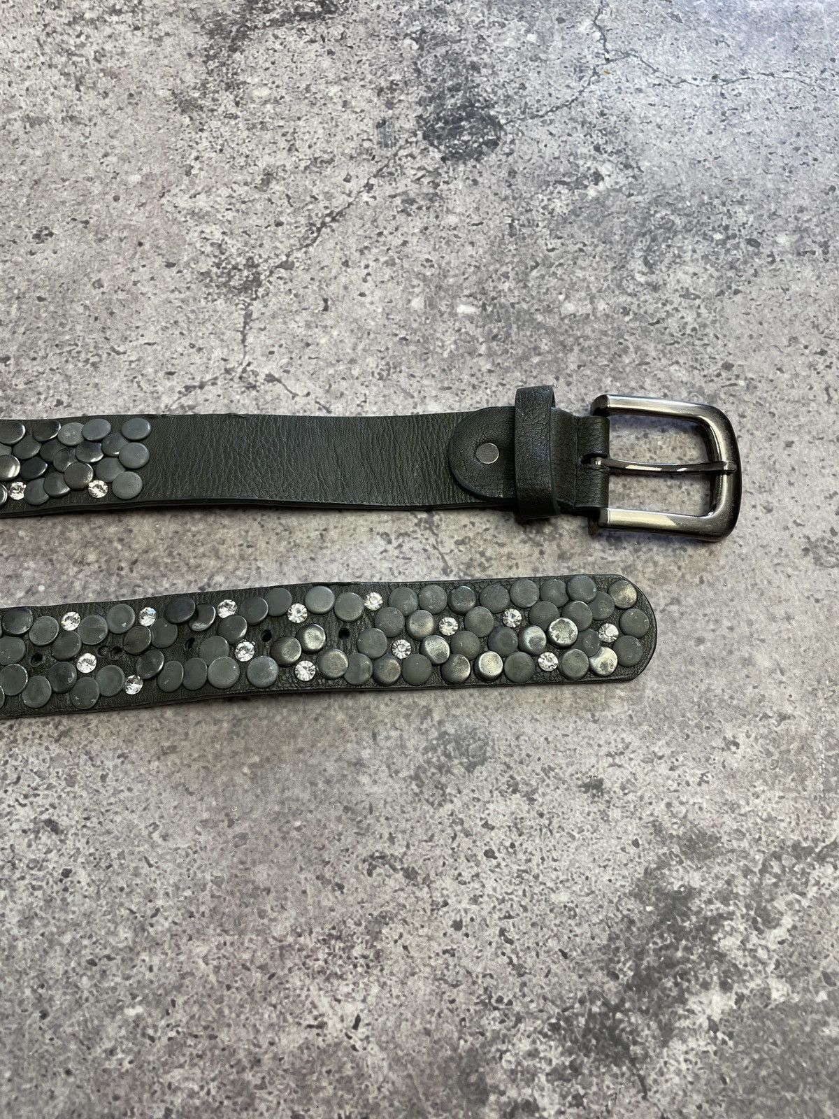 Diesel × Hysteric Glamour × Japanese Brand Vintage Leather Belt Y2K Rhinestones Punk Size 34/36 Size 32 - 5 Thumbnail