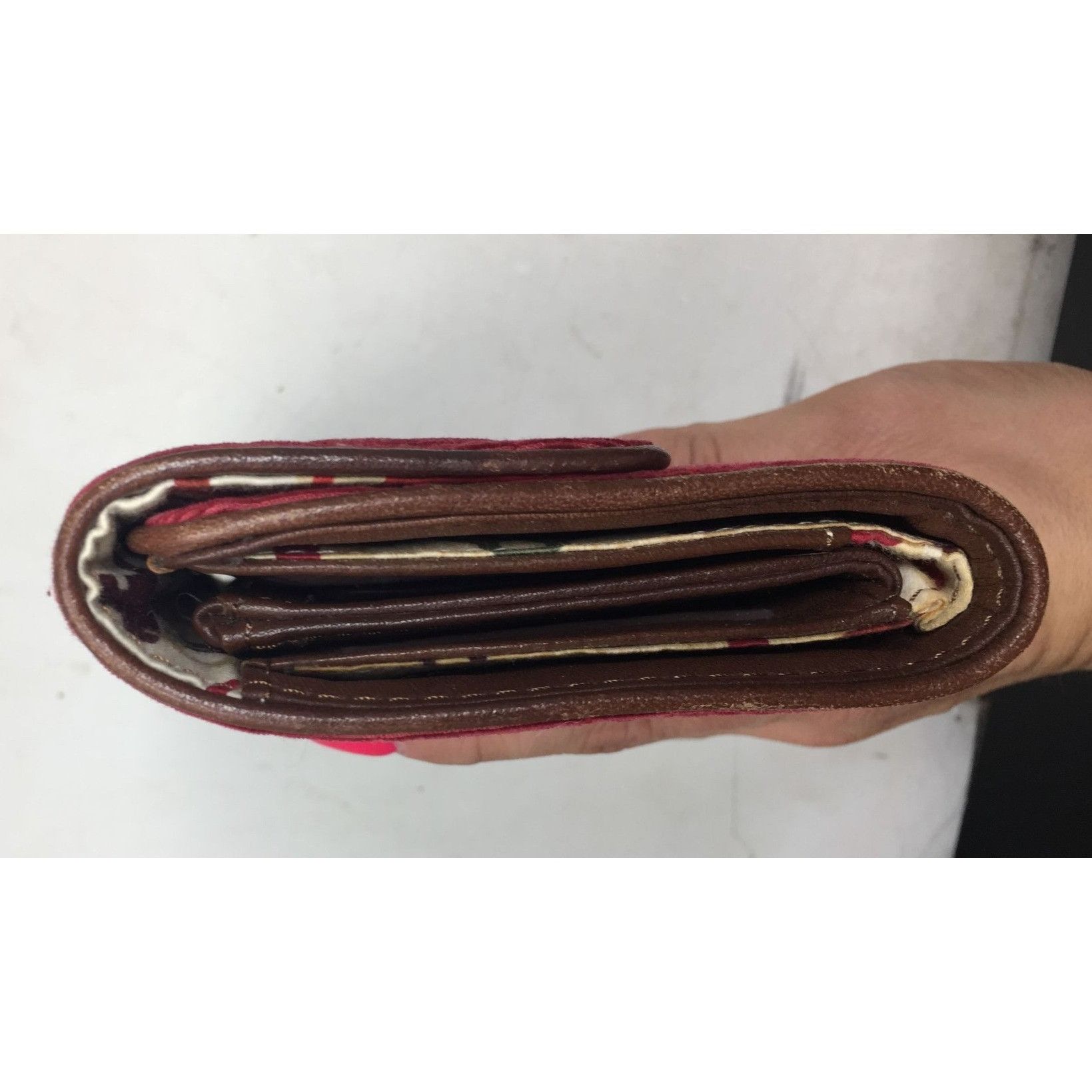 Vera Bradley Vintage Vera Bradley Red Corduroy and Brown Leather Wallet Size ONE SIZE - 5 Thumbnail