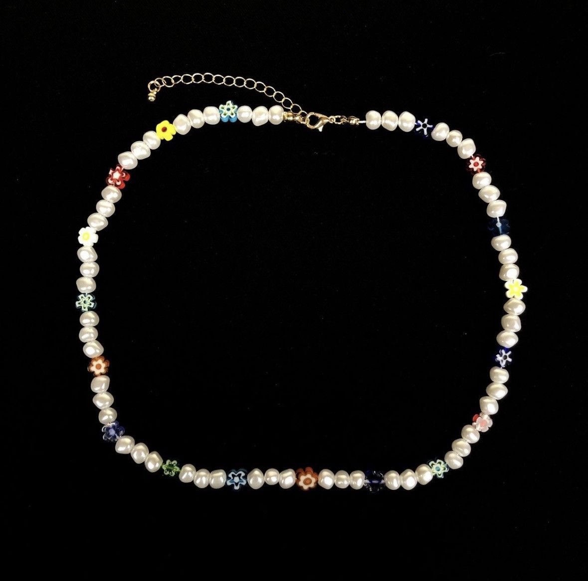 Jewelry Pearl Choker Flower Necklace Y2K Fashion Size ONE SIZE - 1 Thumbnail