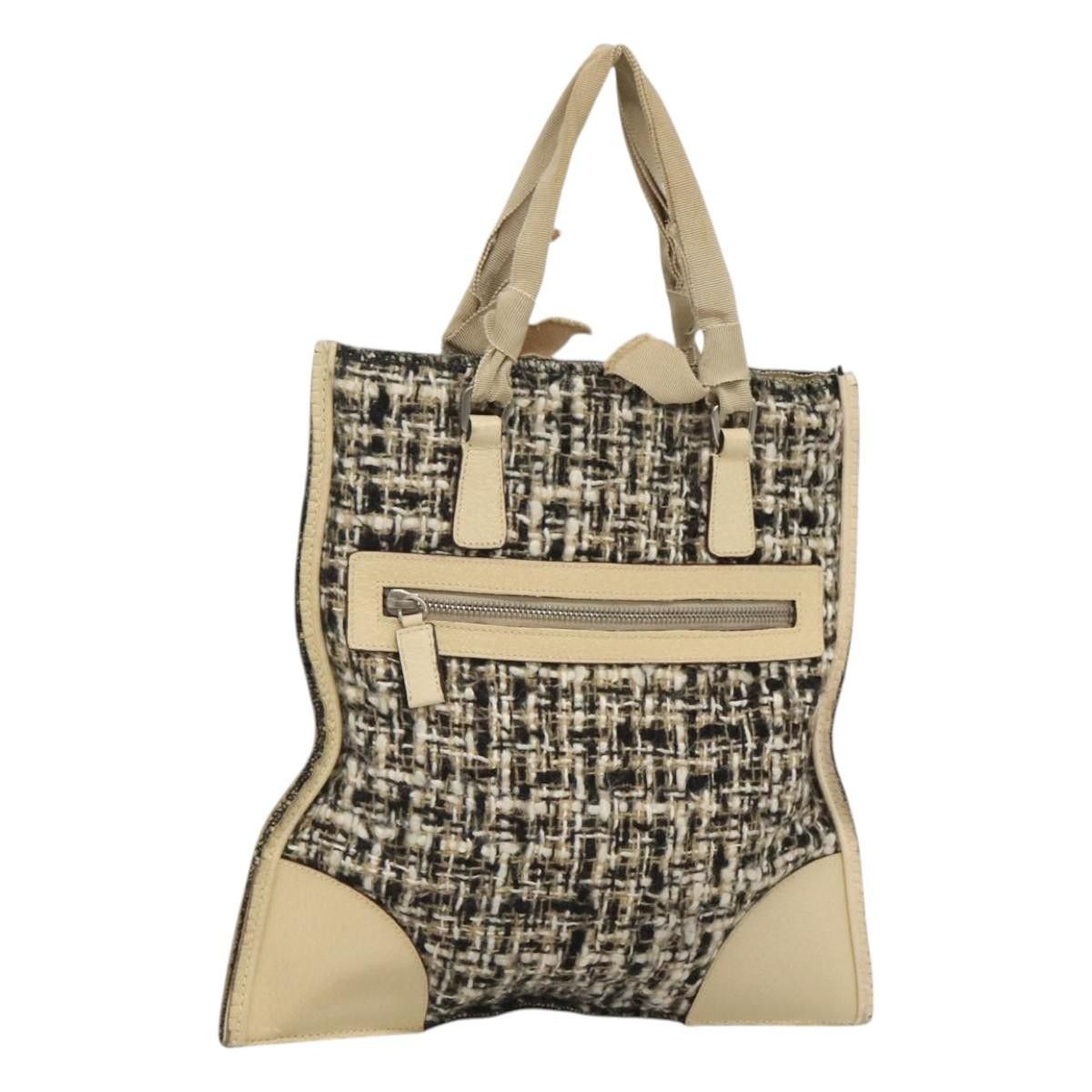 Prada PRADA Hand Bag Tweed Leather Beige Size ONE SIZE - 1 Thumbnail