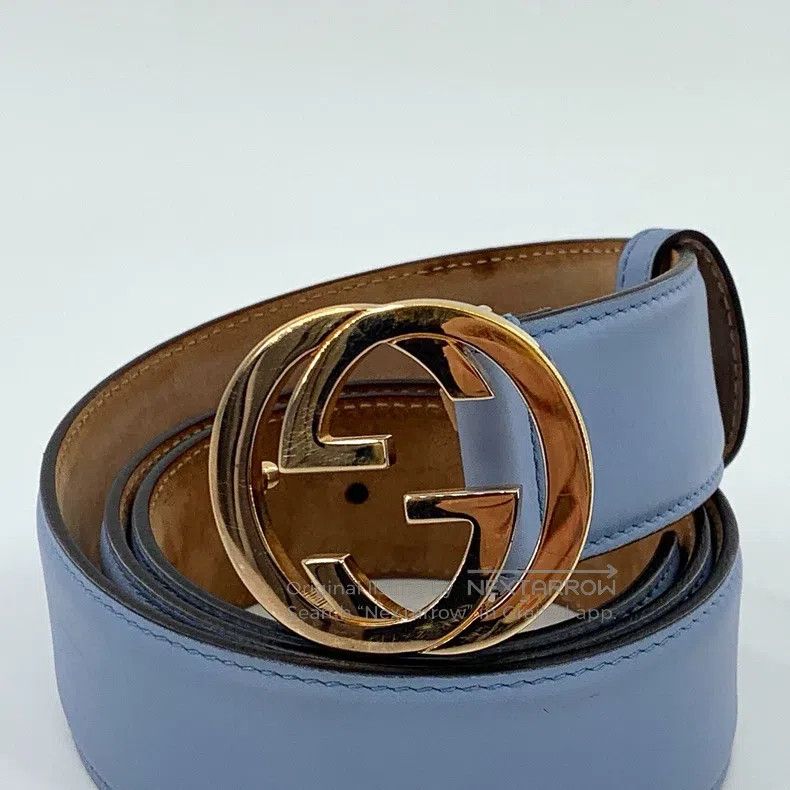 Gucci Gucci Blue logo smooth buckle belt Size ONE SIZE - 3 Thumbnail