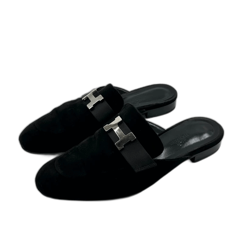 Hermes Hermes Black Velvet Slip-On Shoes Size US 6 / IT 36 - 1 Thumbnail