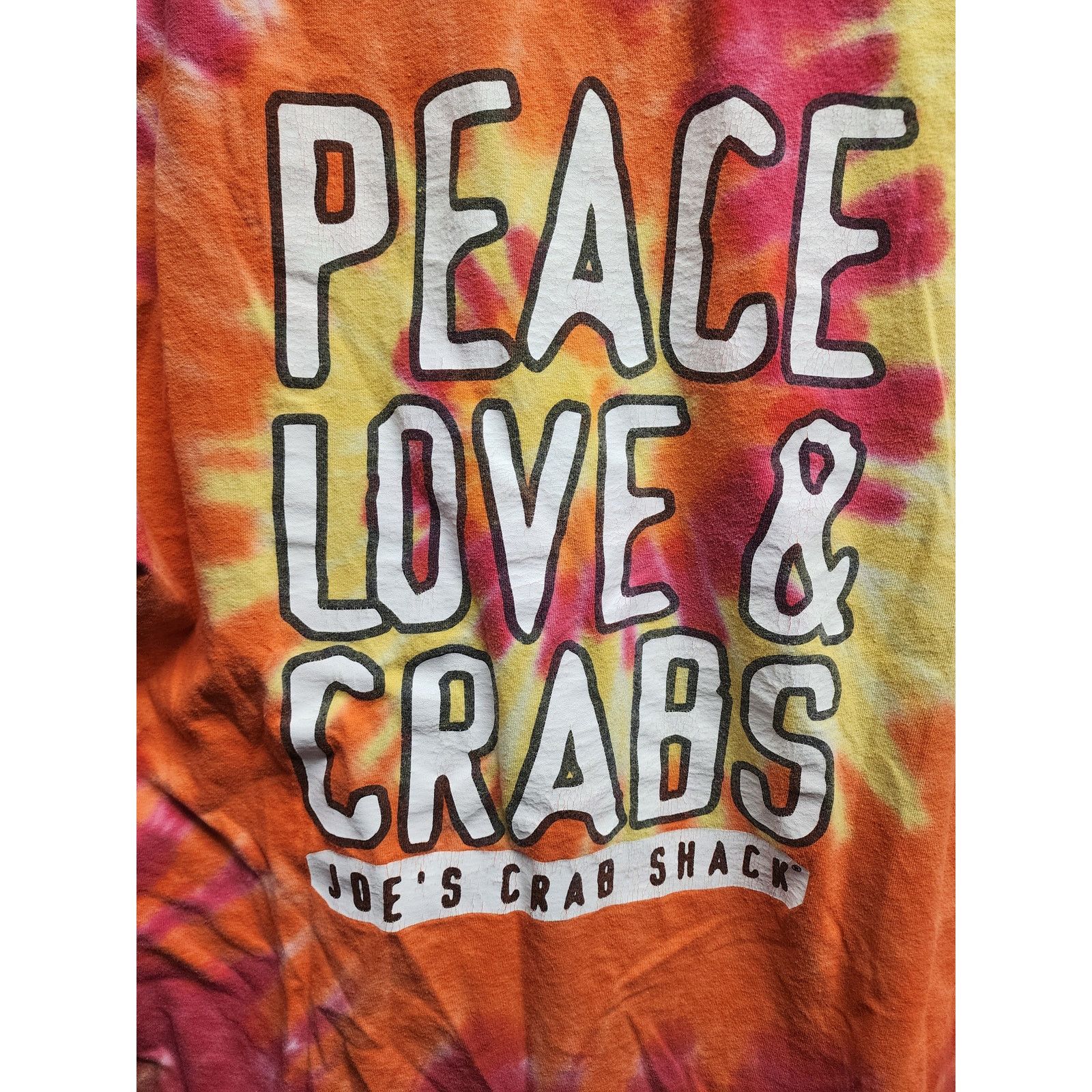 Gildan Joes Crab Shack Shirt Tie-Dye Peace Love Crabs Tee VTG Large Size US L / EU 52-54 / 3 - 5 Thumbnail