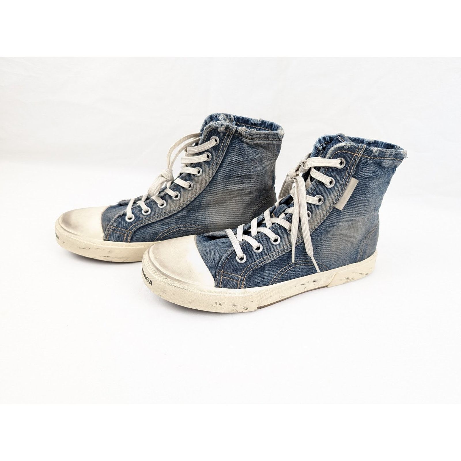 Balenciaga o1rshd1 90'S Paris High-Top Sneakers in Denim Blue Size US 14 / EU 47 - 15 Thumbnail
