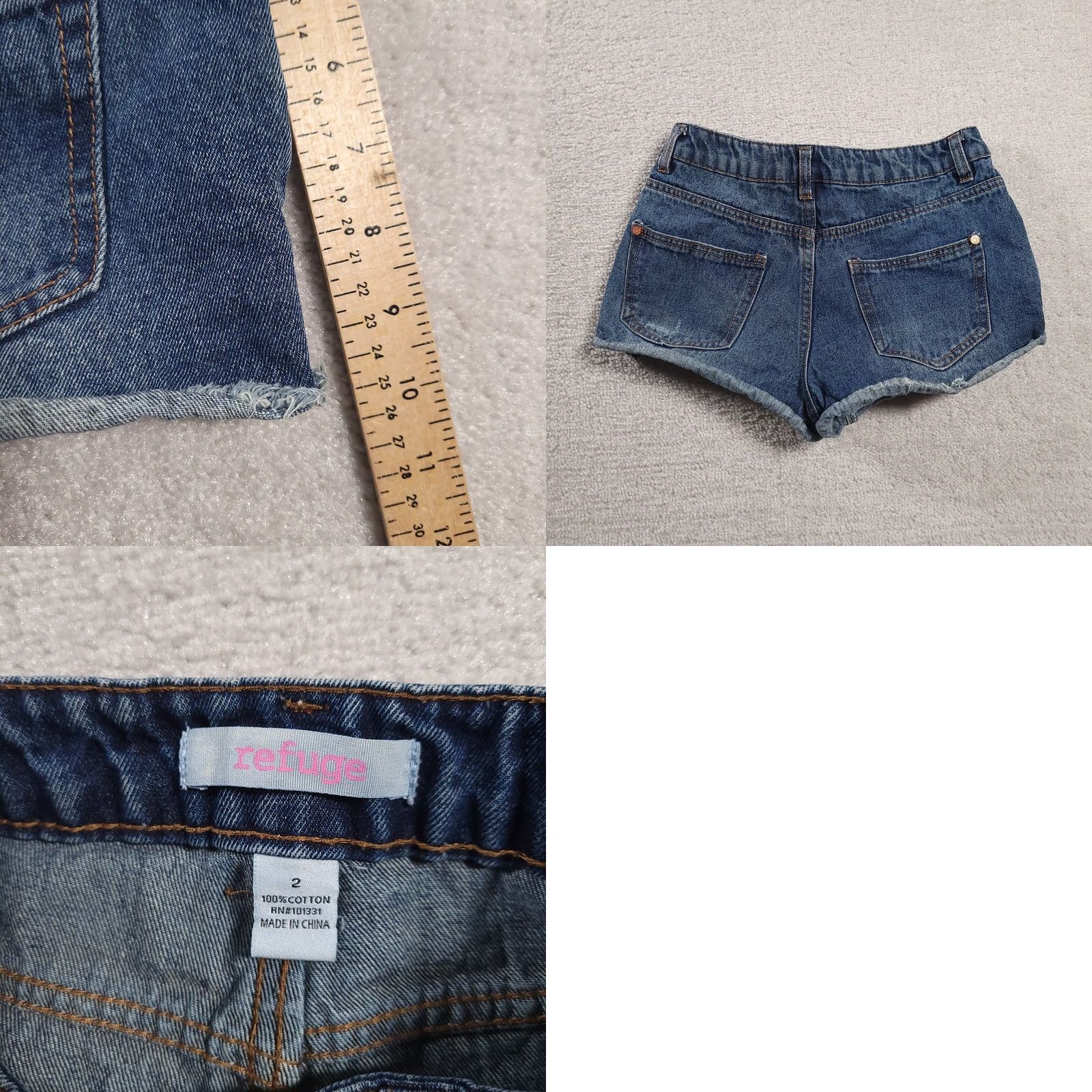 Denime Refuge Shorts Womens Size 2 Blue Denim Cut Off Distressed Hot Pants Shirt? Size 26" / US 2 / IT 38 - 8 Thumbnail