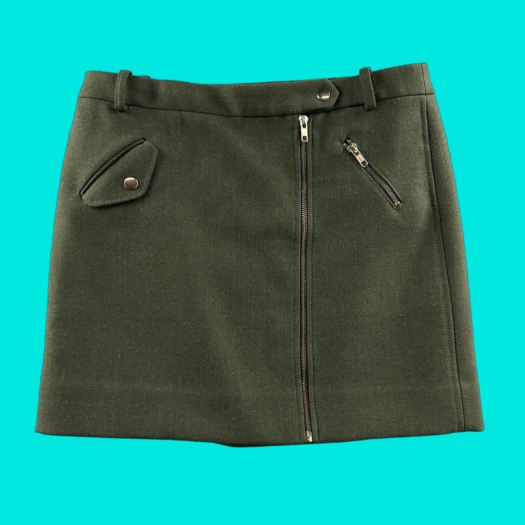 J.Crew J.Crew Womens Skirt Green Size 8 Short Straight Zip Front 100% Wool Size 30" / US 8 / IT 44 - 1 Thumbnail
