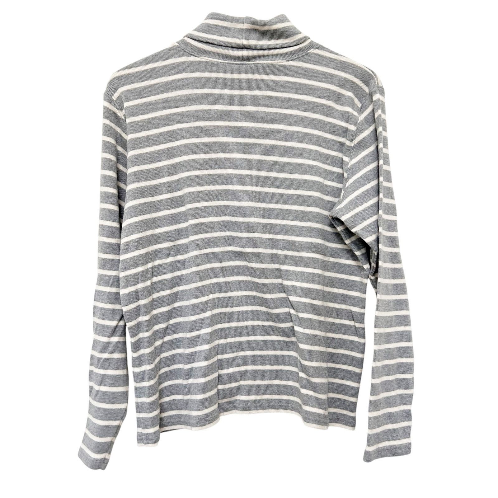L.L. Bean LL Bean Gray White Striped Ribbed Turtleneck Sz L Size L / US 10 / IT 46 - 4 Thumbnail