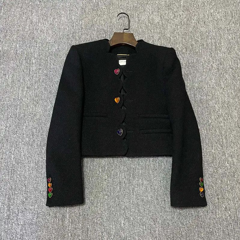 Yves Saint Laurent YSL Black Wool Women's Jacket for Spring and Autumn 0089 Size M / US 6-8 / IT 42-44 - 1 Thumbnail