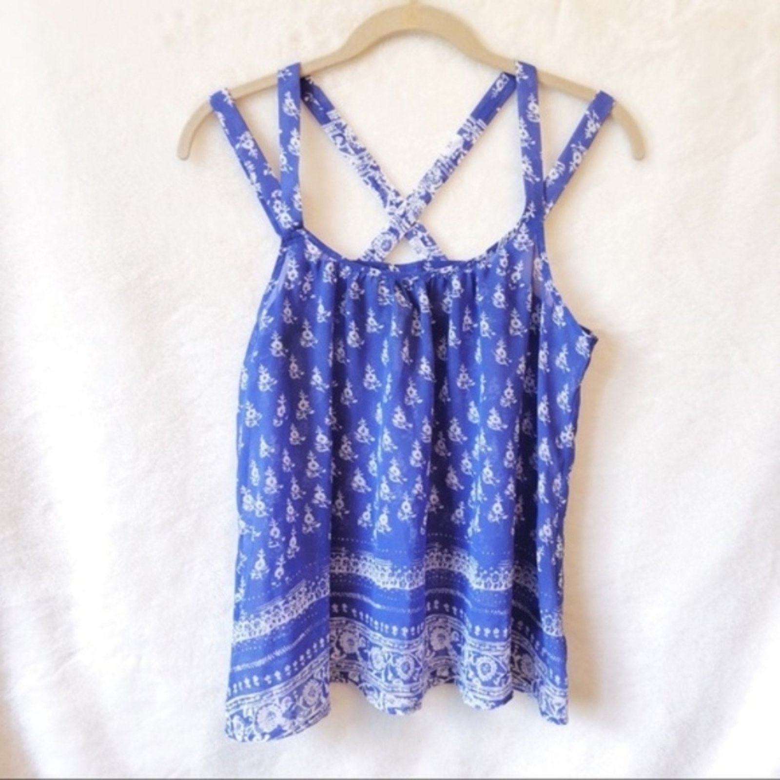Express Express Blue with Pattern Strappy Tank Size S / US 4 / IT 40 - 1 Thumbnail