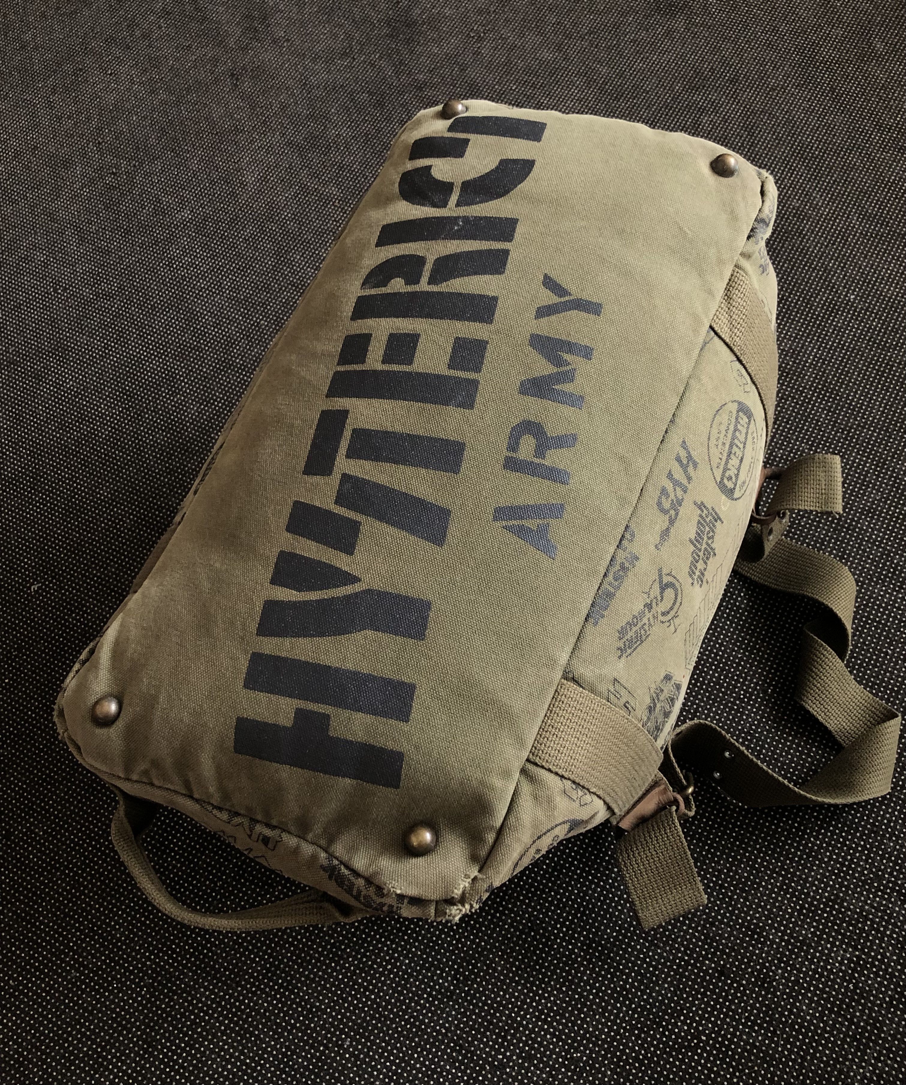 Hysteric Glamour × Vintage RARE🔥VINTAGE 90’S HYSTERIC GLAMOUR ARMY METAL DUFFLE BAG Size ONE SIZE - 10 Thumbnail