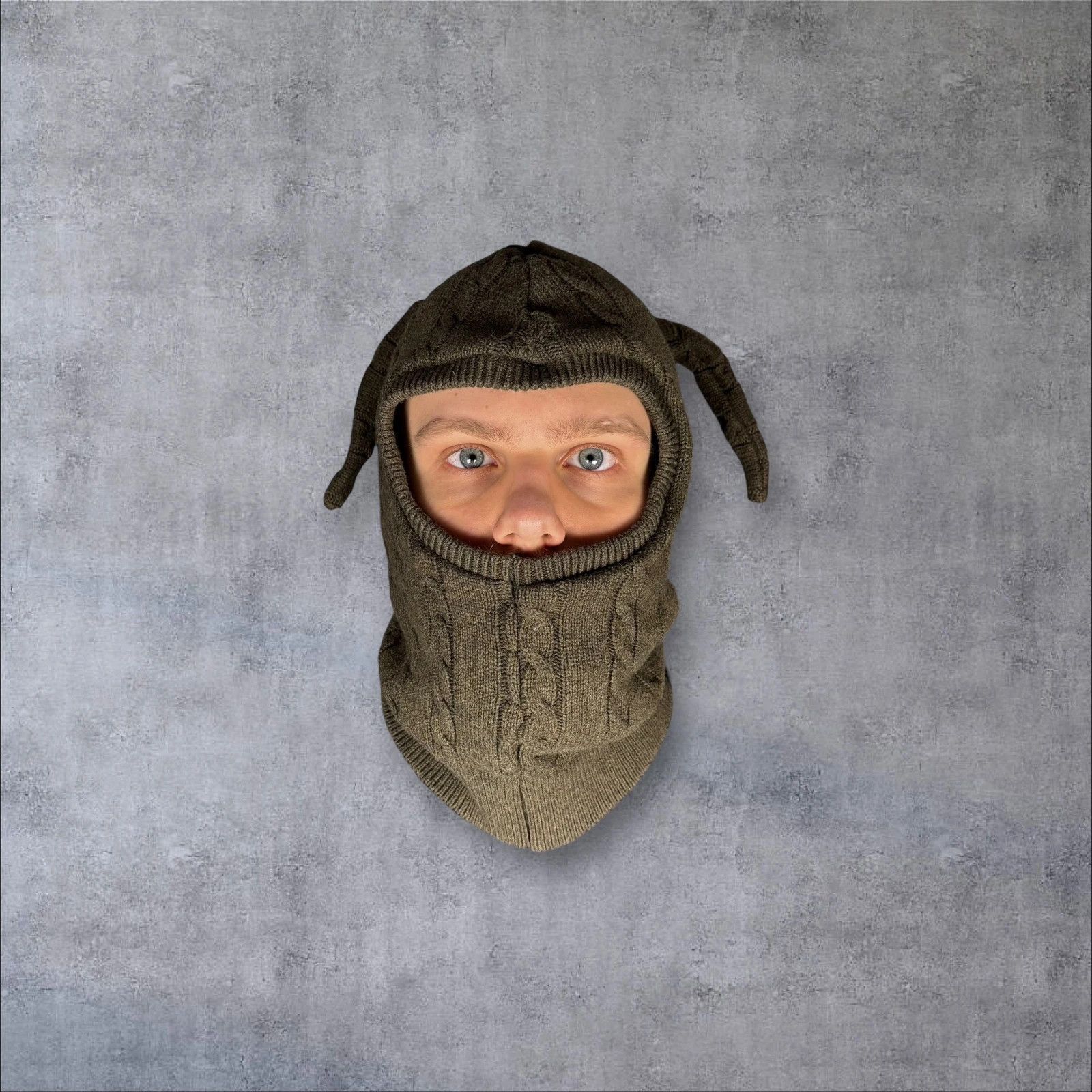 Japanese Brand Cable Knit Balaclava Hat Size ONE SIZE - 5 Thumbnail
