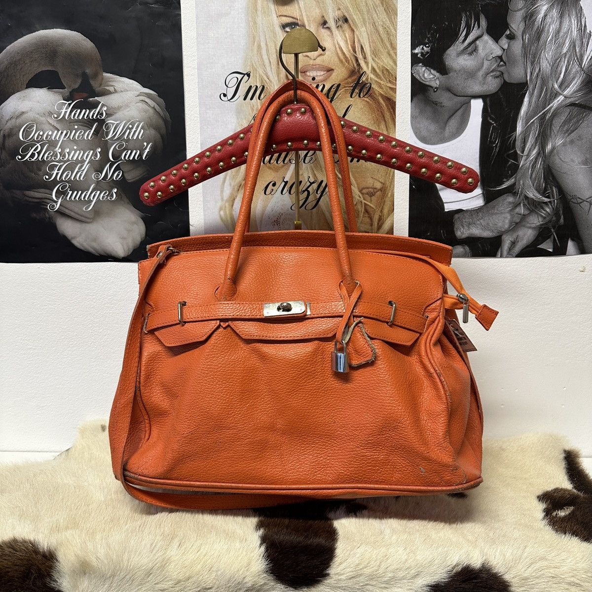 Vintage Vintage orange leather Firkin tote shoulder bag Size ONE SIZE - 3 Thumbnail