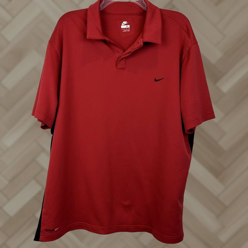 Nike Nike Polo Mens XL Red Black Golf Training Polyester Swoosh Casual Preppy Shirt Size US XL / EU 56 / 4 - 1 Thumbnail