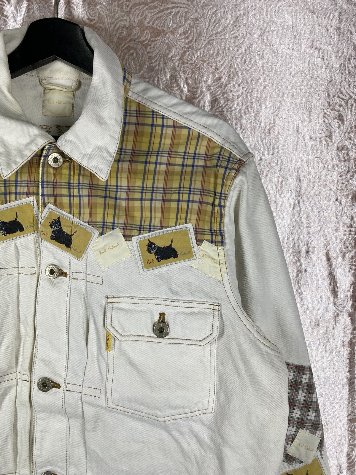 Karl Helmut Vintage Karl Helmut Patchwork Denim Jacket White Japanese Size US M / EU 48-50 / 2 - 8 Thumbnail