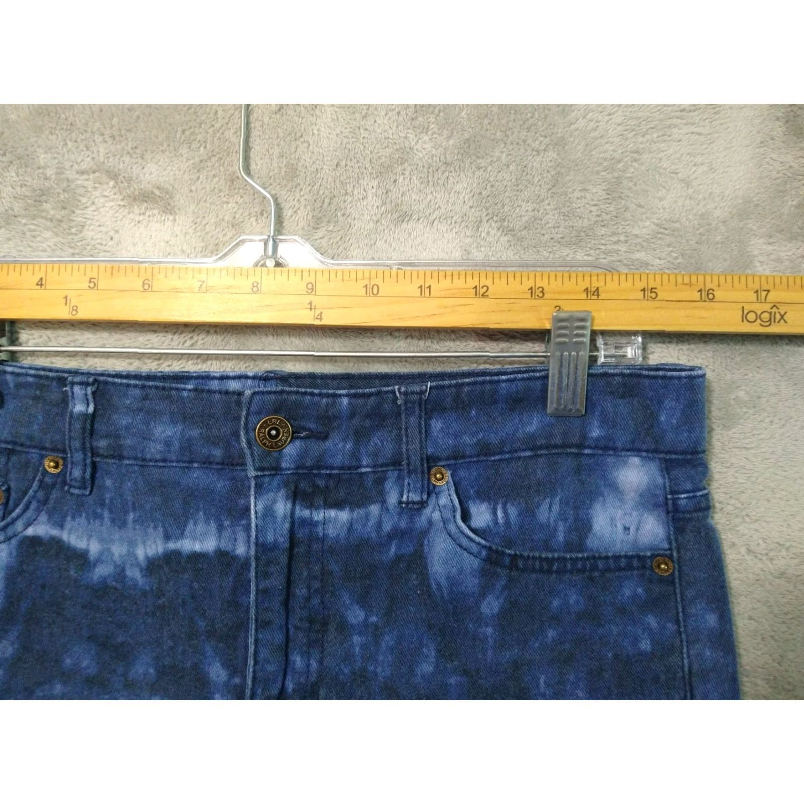 Ralph Lauren Ralph Lauren Jeans 6 Blue Denim Tie Dye Premiere Skinny Cropped Stretch 5-Pocket Bohemian Womens Size 28" / US 6 / IT 42 - 3 Thumbnail