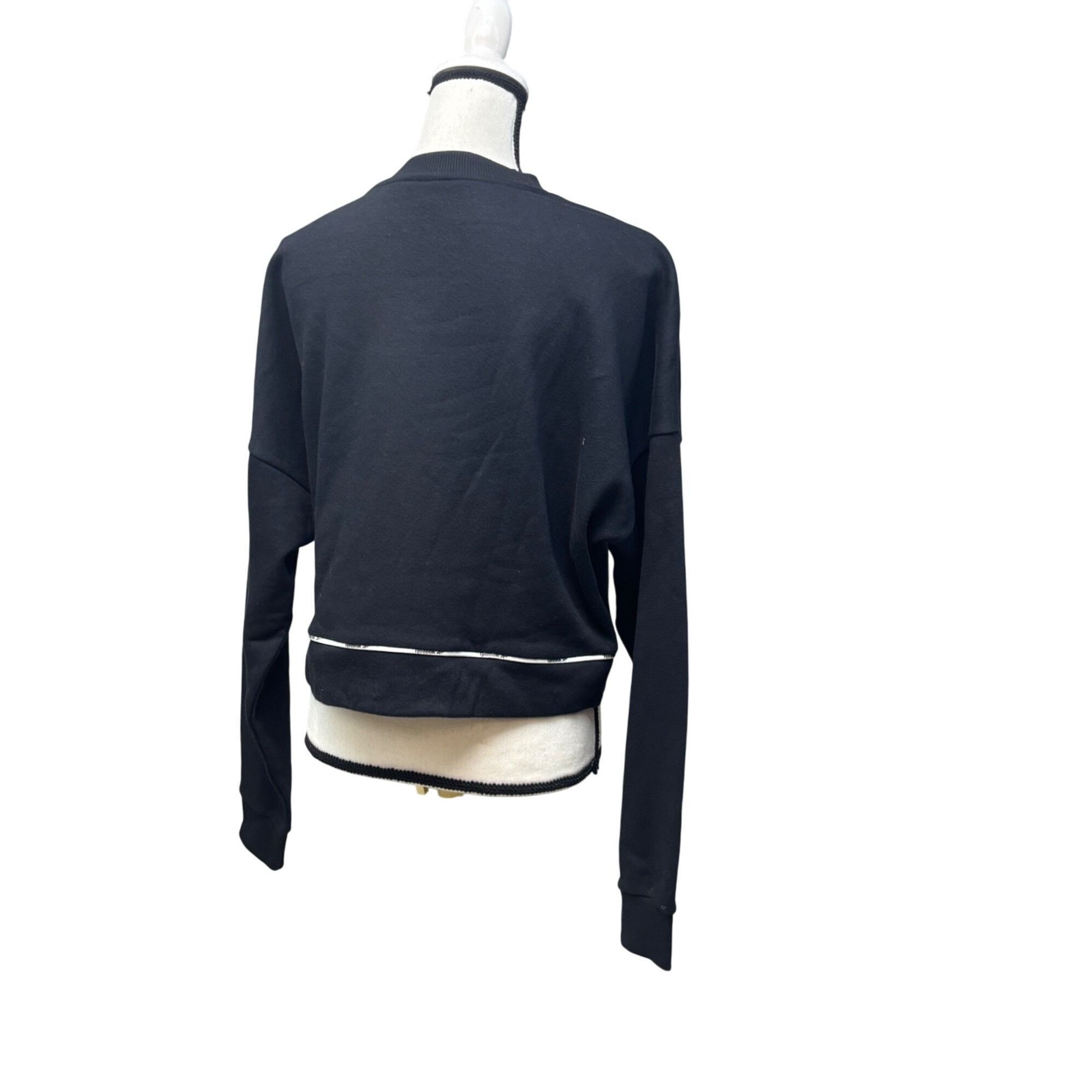 Reebok Reebok Women’s Piped Trim Cropped Sweatshirt, L, Black Size L / US 10 / IT 46 - 5 Thumbnail