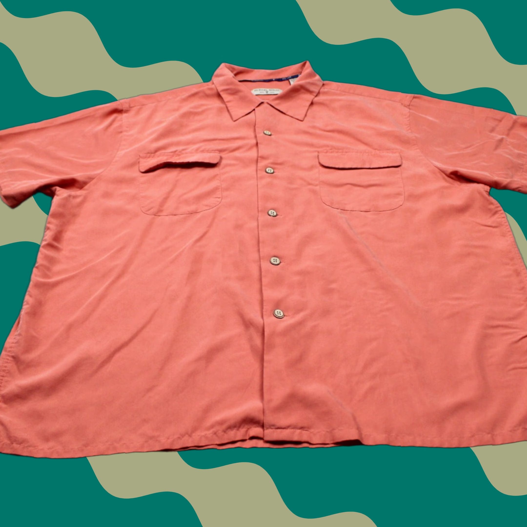 Vintage Burma Bibas Shirt Mens 2XL Orange Button-Up Long Sleeve Solid Modal Rayon Poly Blend Cartoon? Size US XXL / EU 58 / 5 - 1 Thumbnail