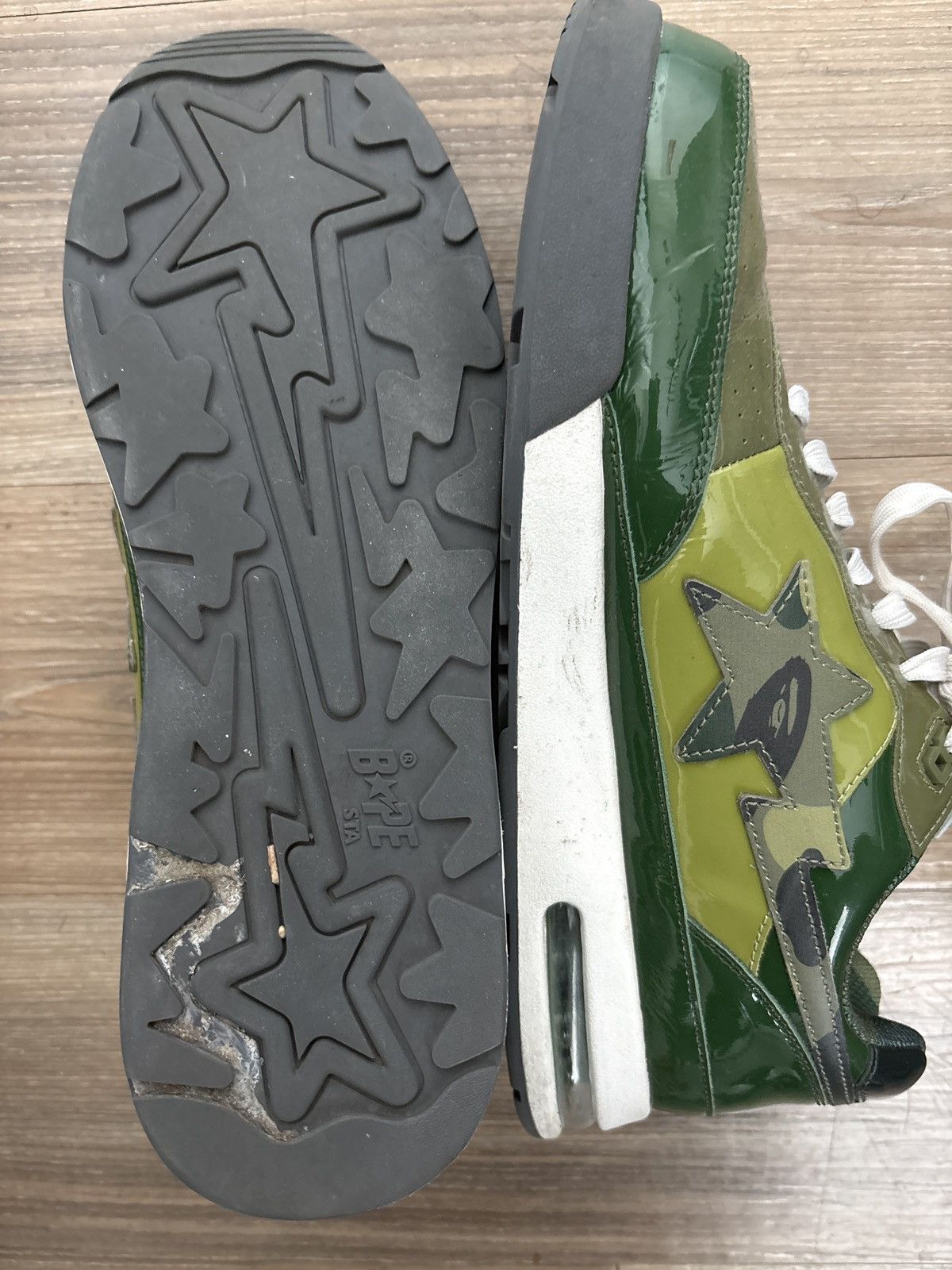 Bape Bapesta Roadsta#1 Green Camo Size US 12 / EU 45 - 5 Thumbnail