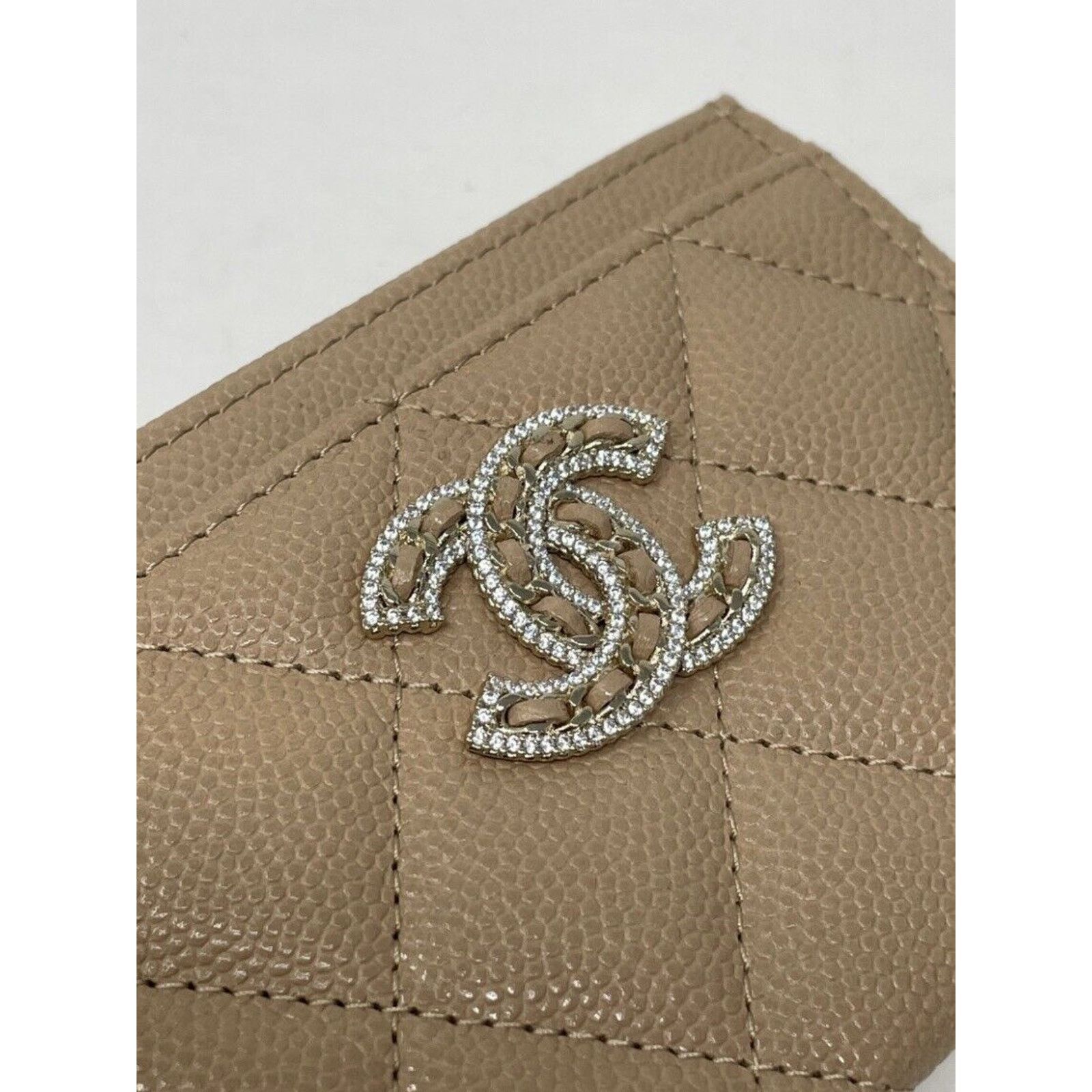 Chanel Auth BNIB Chanel Crystal Beige Flat Card Holder Wallet 22S Size ONE SIZE - 6 Thumbnail