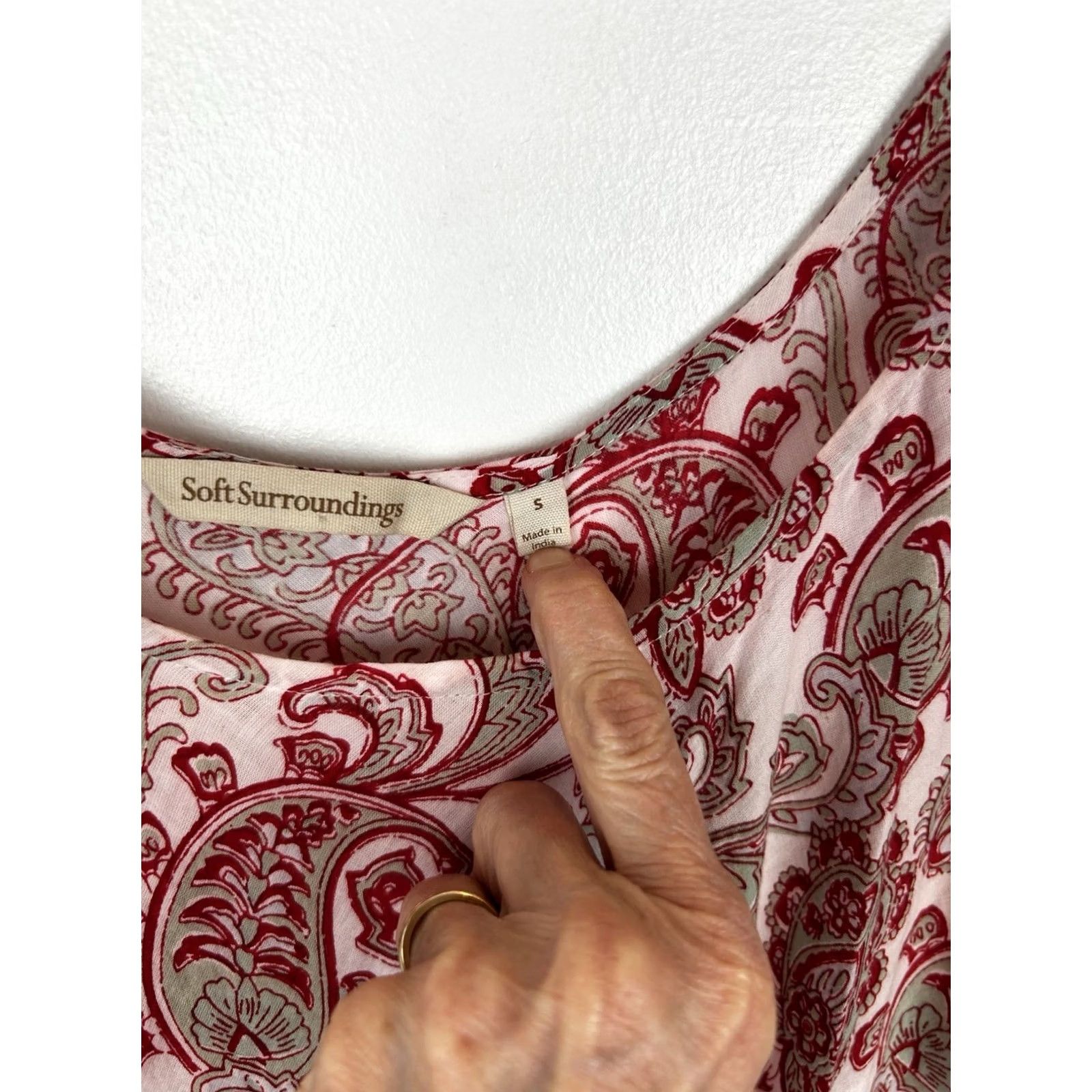 Soft Surroundings Soft Surroundings Dress Womens S Midi Paisley Boho Red Short Sleeve Cap Neck Scoop Ruffle Vintage? No, Regular Fit & Flare Size S / US 4 / IT 40 - 5 Thumbnail