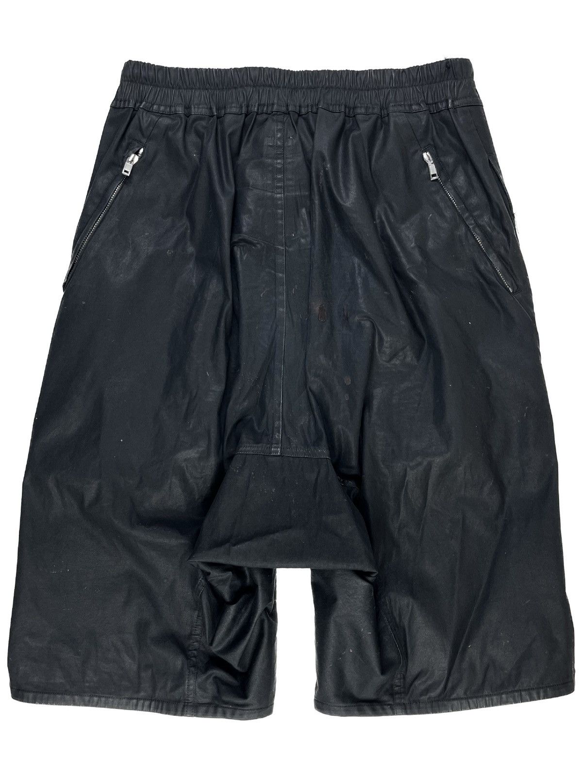 Rick Owens SS22 Rick Owens Waxed Basket Swinger Zipper Shorts