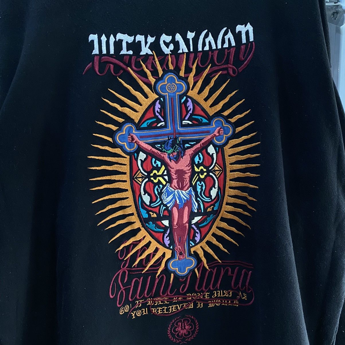Vintage Wek Snoop Jesus On The Cross Embroidered Sweatshirt Size US XL / EU 56 / 4 - 5 Thumbnail
