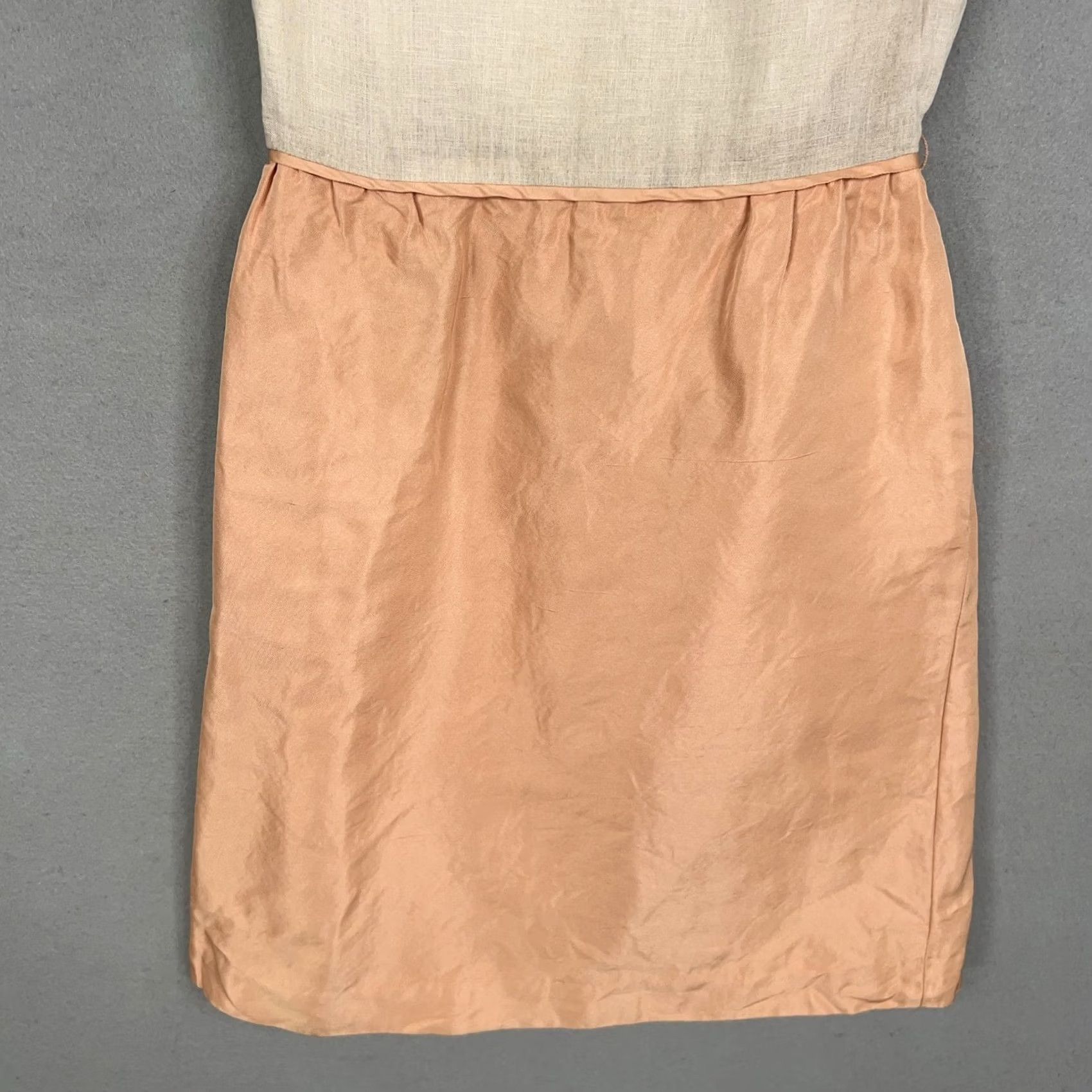 J.Crew J.CREW Collection Dress Womens 2 Colorblock Linen Silk Ivory Peach Sleeveless A-line Pockets 2 Size XS / US 0-2 / IT 36-38 - 3 Thumbnail