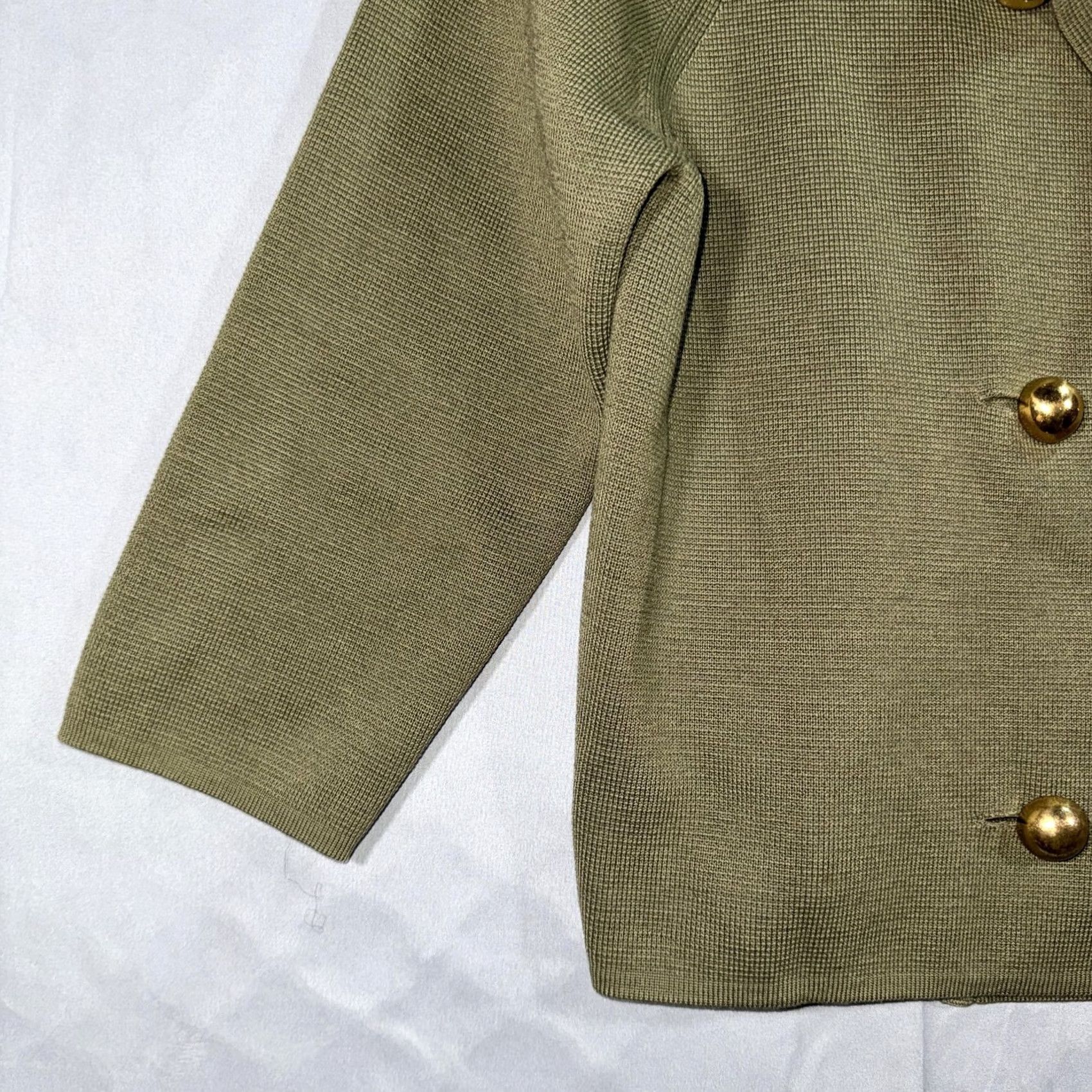 I. Magnin VINTAGE I. Magnin & Co Cardigan Sweater Womens M Green 3/4 Sleeve Italy Buttons Raglan Knit Wool Classic Size M / US 6-8 / IT 42-44 - 4 Thumbnail