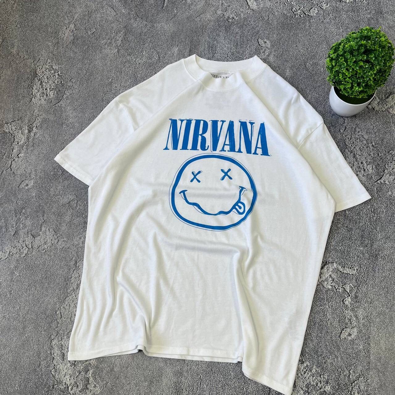 Nirvana Nirvana Face License White T-Shirt Overzide Feat Size S Size US S / EU 44-46 / 1 - 10 Thumbnail